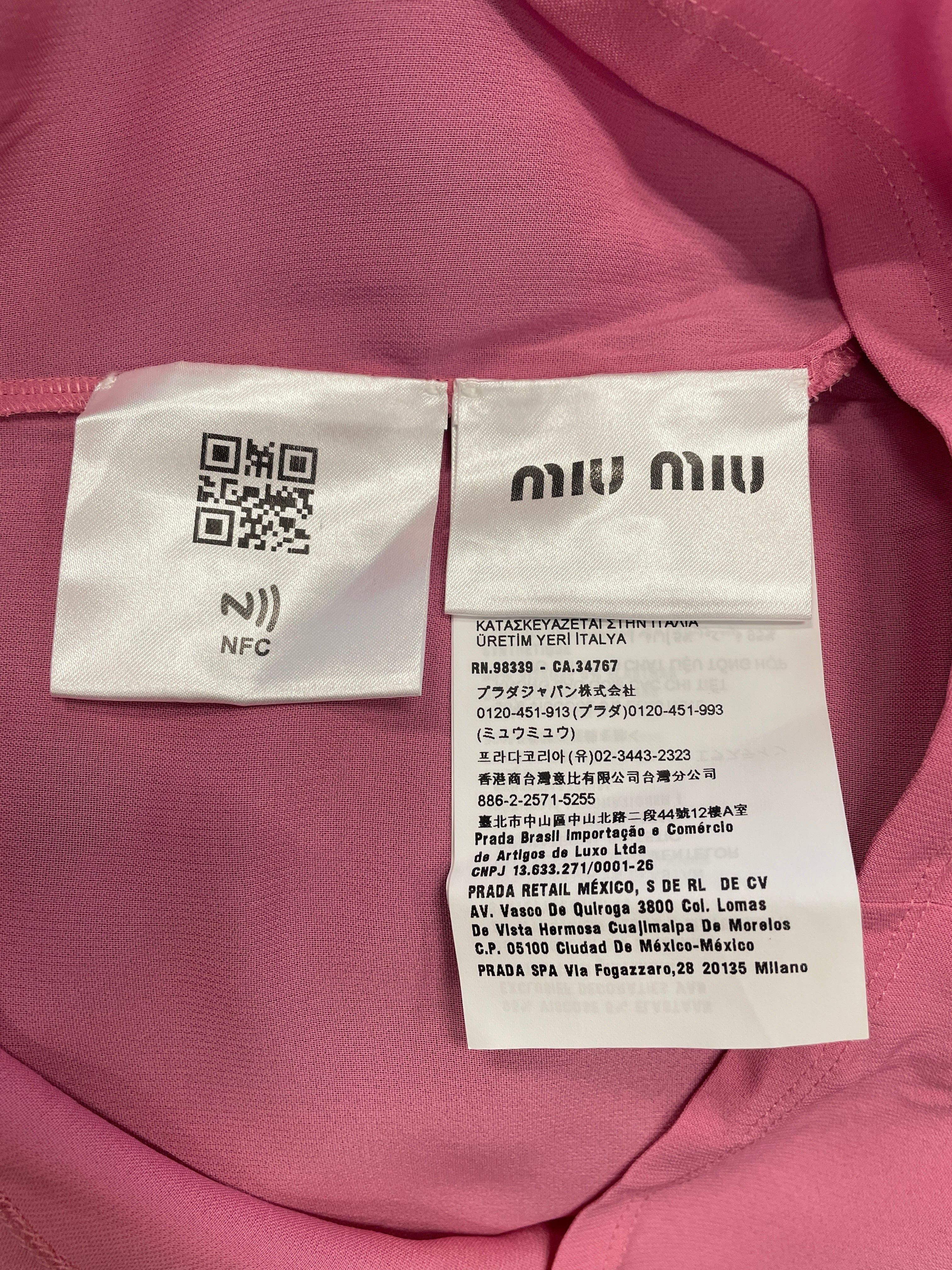 MIU MIU/LS Cut & Sew/38/Polyester/PNK/SEQUIN LOGO TOP view 5