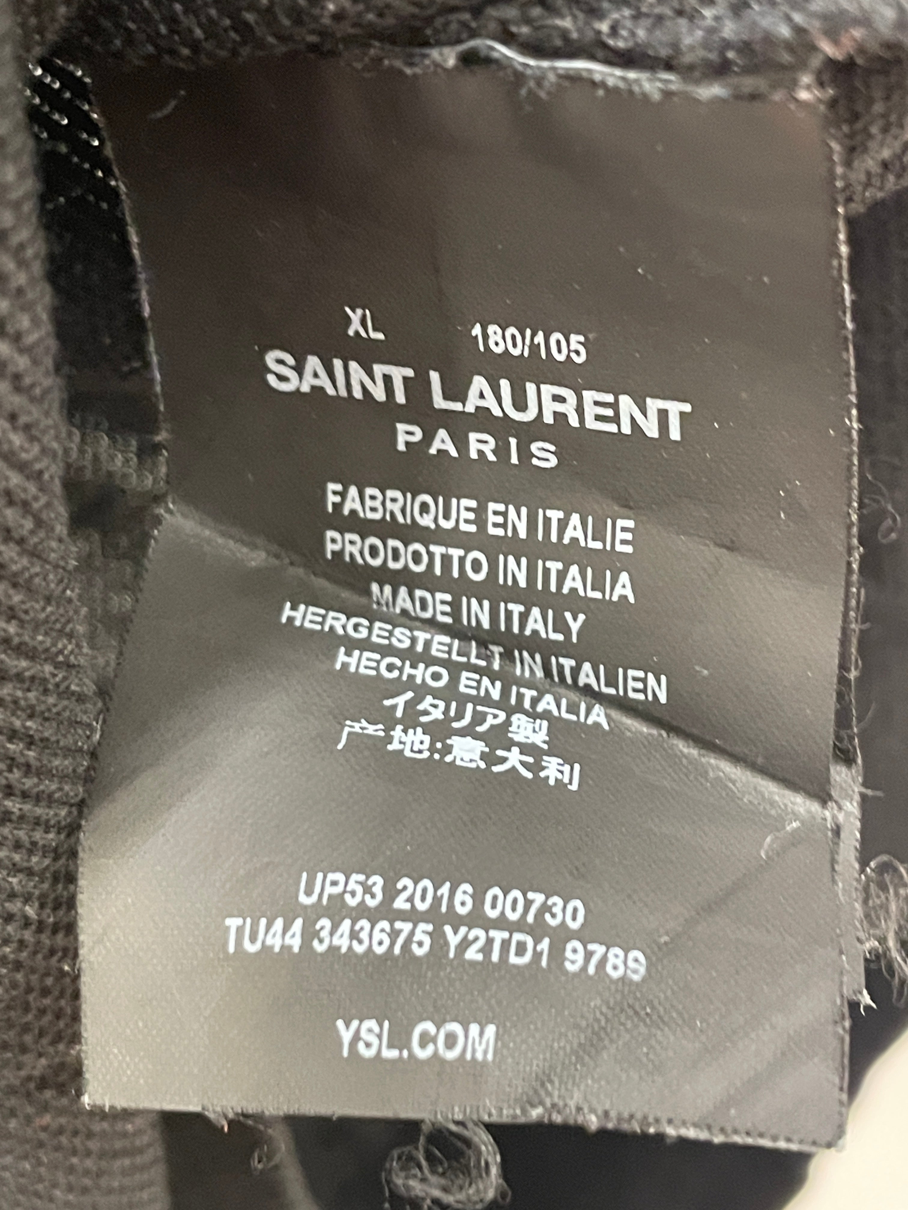 SAINT LAURENT/Polo Shirt/XL/Cotton/BLK/Open Coller/RED WHITE COLLAR AND SLEEVES view 3