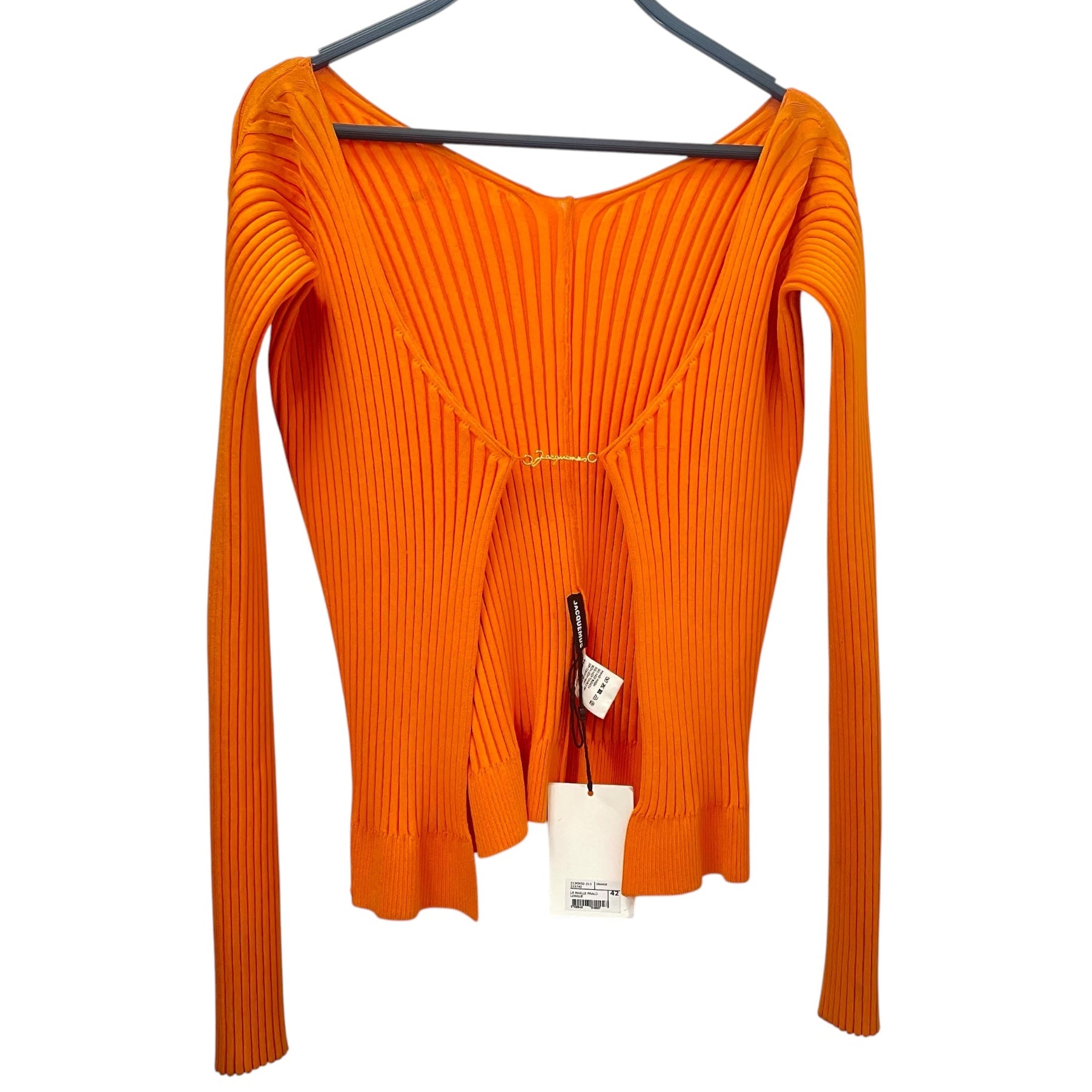 JACQUEMUS/LS Cut & Sew/42/Cotton/ORN/ribbed, metal clasp view 1