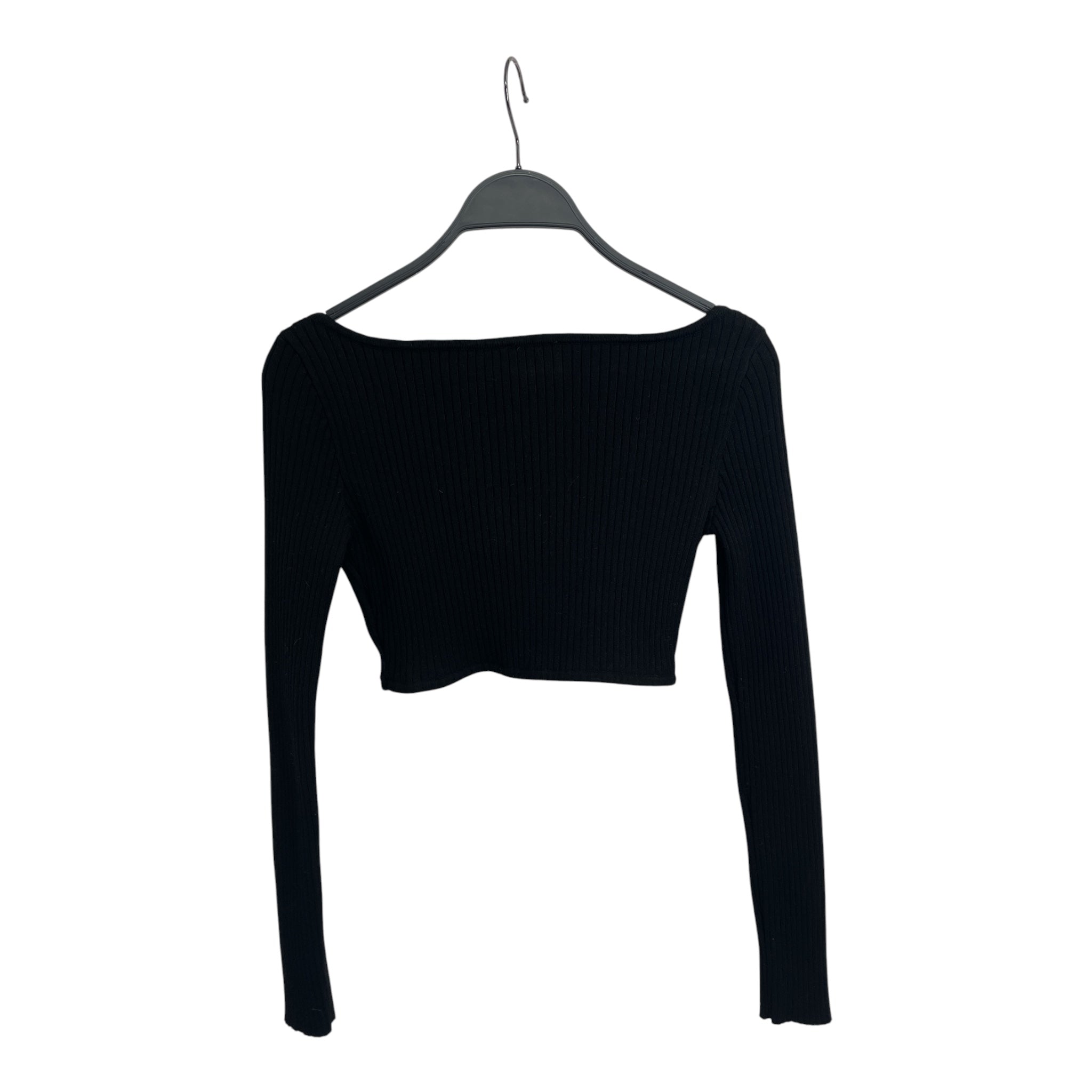 Courreges/Sweater/M/Polyester/BLK/RIBBED V NECK CROPPED KNIT view 2
