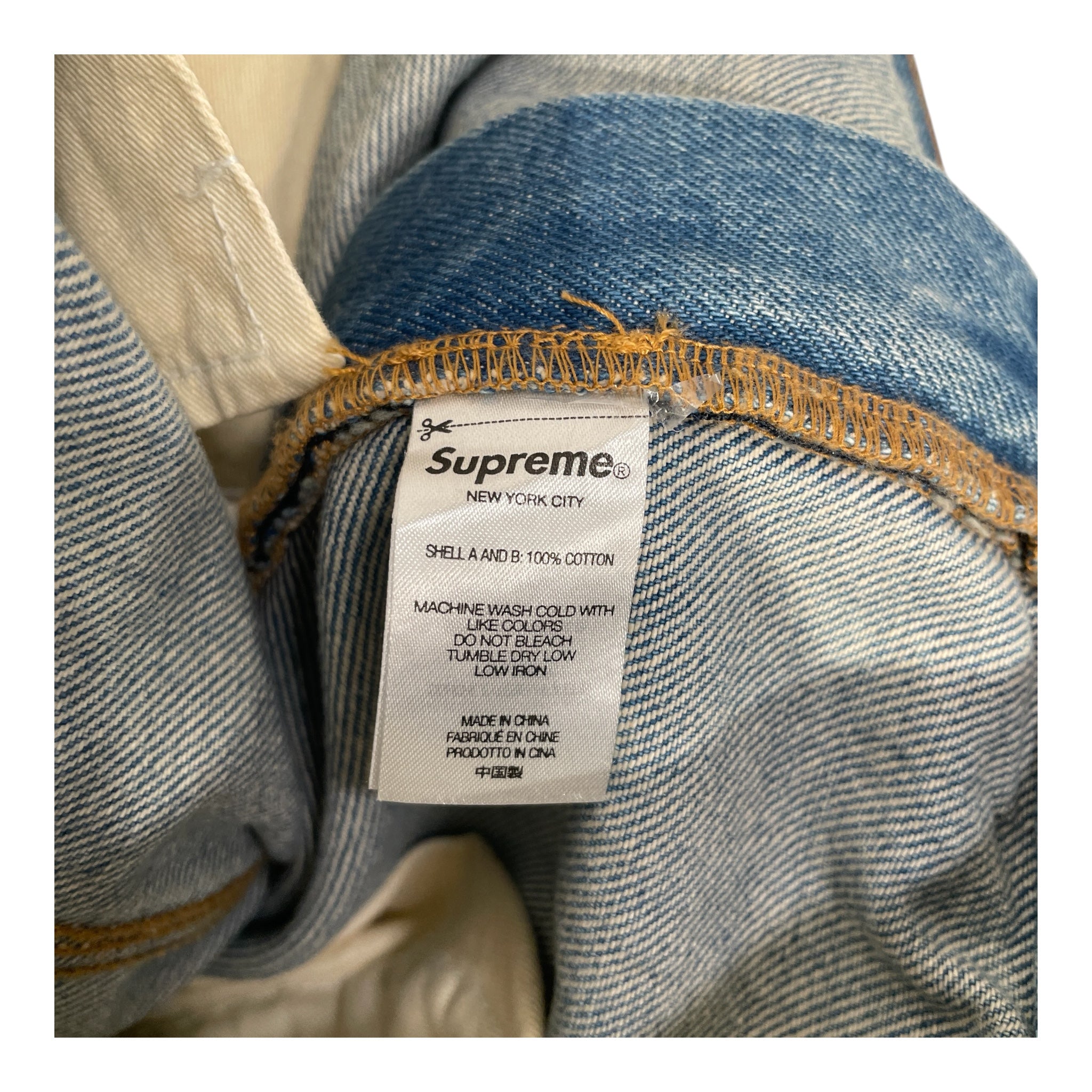 Supreme/Pants/36/Denim/BLU/CARGO POCKETS YELLOW SIDE LOGO view 4