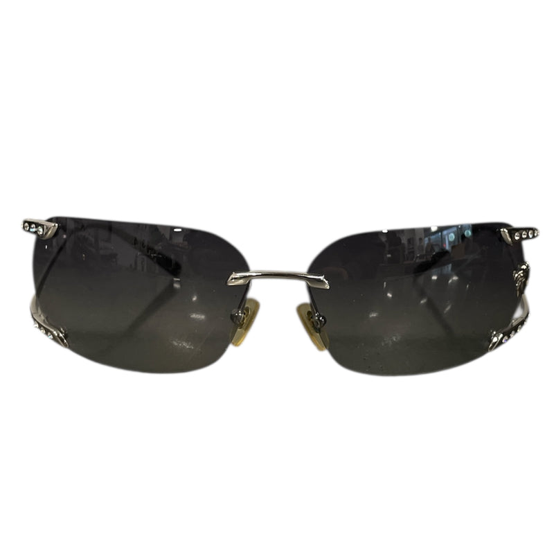 VERSACE/Sunglasses/Metal/SLV/RHINESTONE TRIM  BLACK TINT