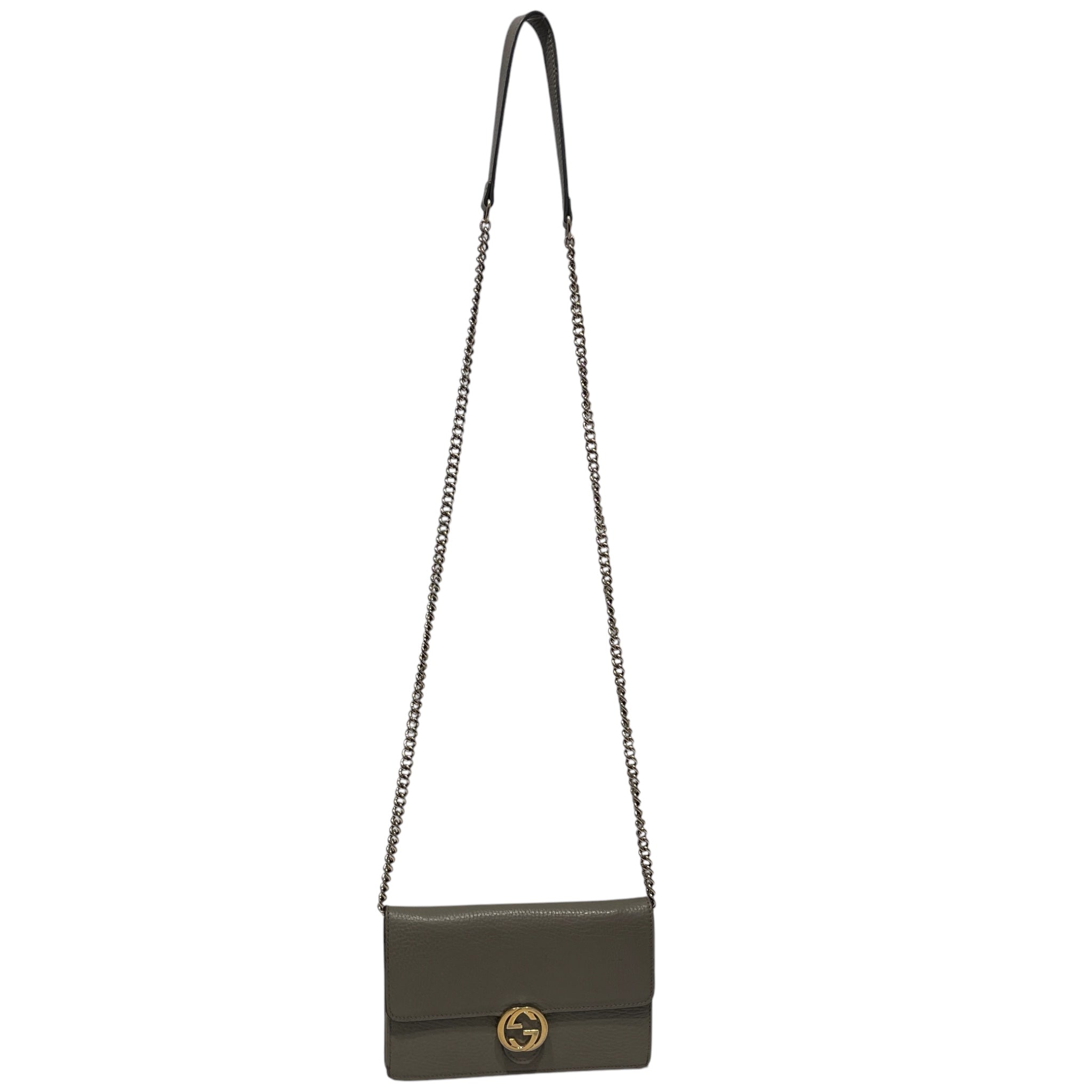 GUCCI/Cross Body Bag/Leather/GRY/GUCCI INTERLOCKING G view 1