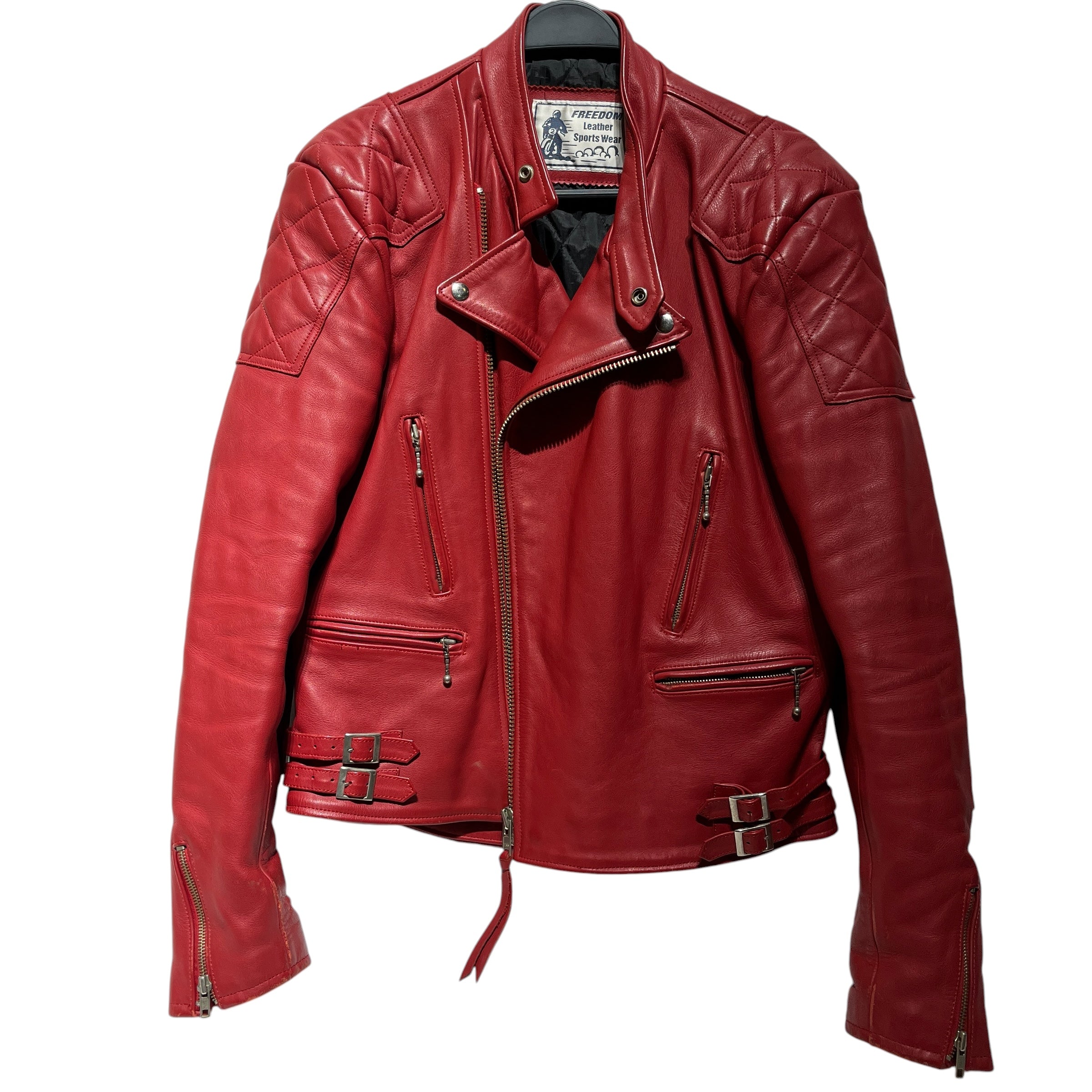 FREEDOM/Riders Jkt (W)/44/Leather/RED/DBL BUCKLE view 1