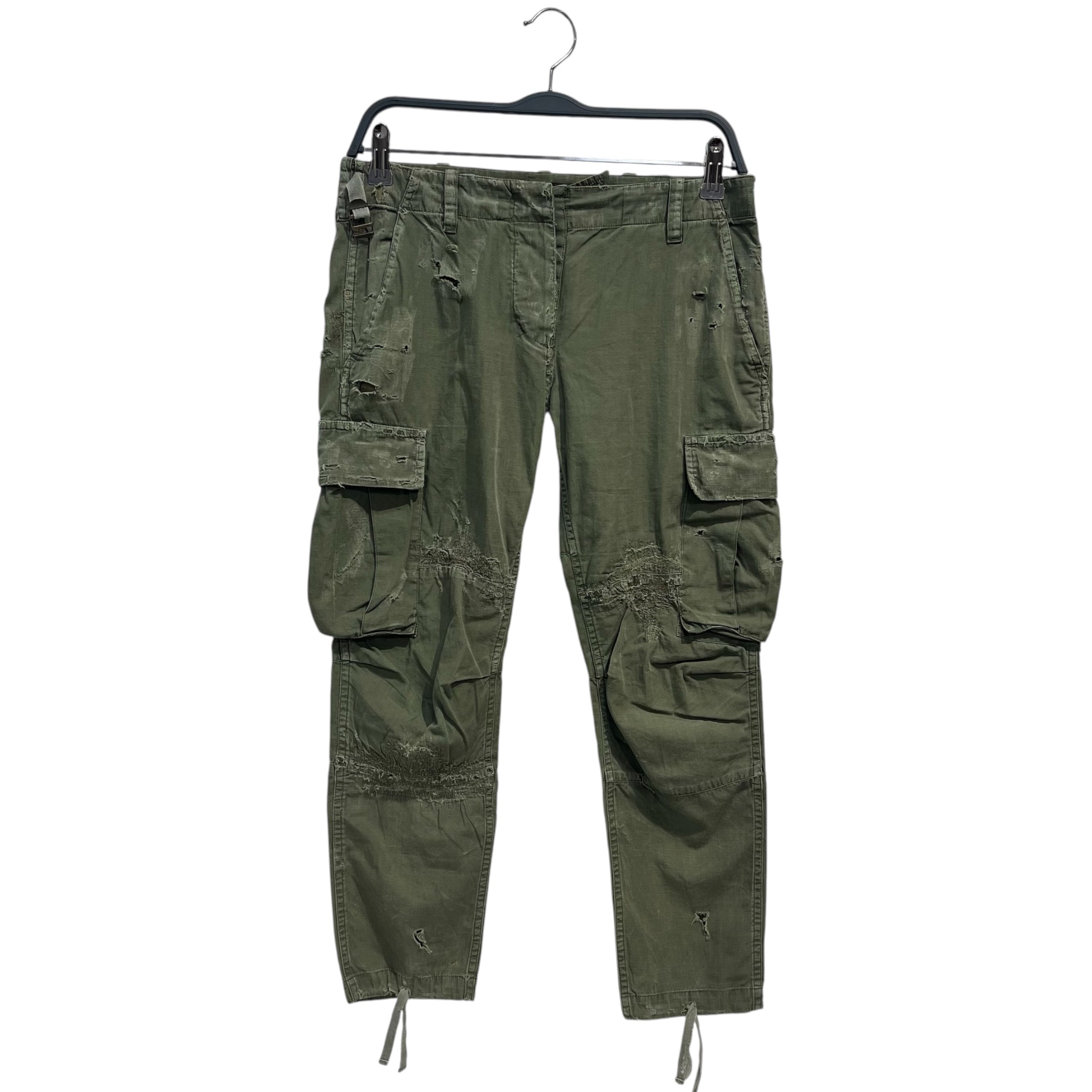 BALMAIN/Bottoms/34/Cotton/GRN/DISTRESSED MILITARY CAPRI view 1