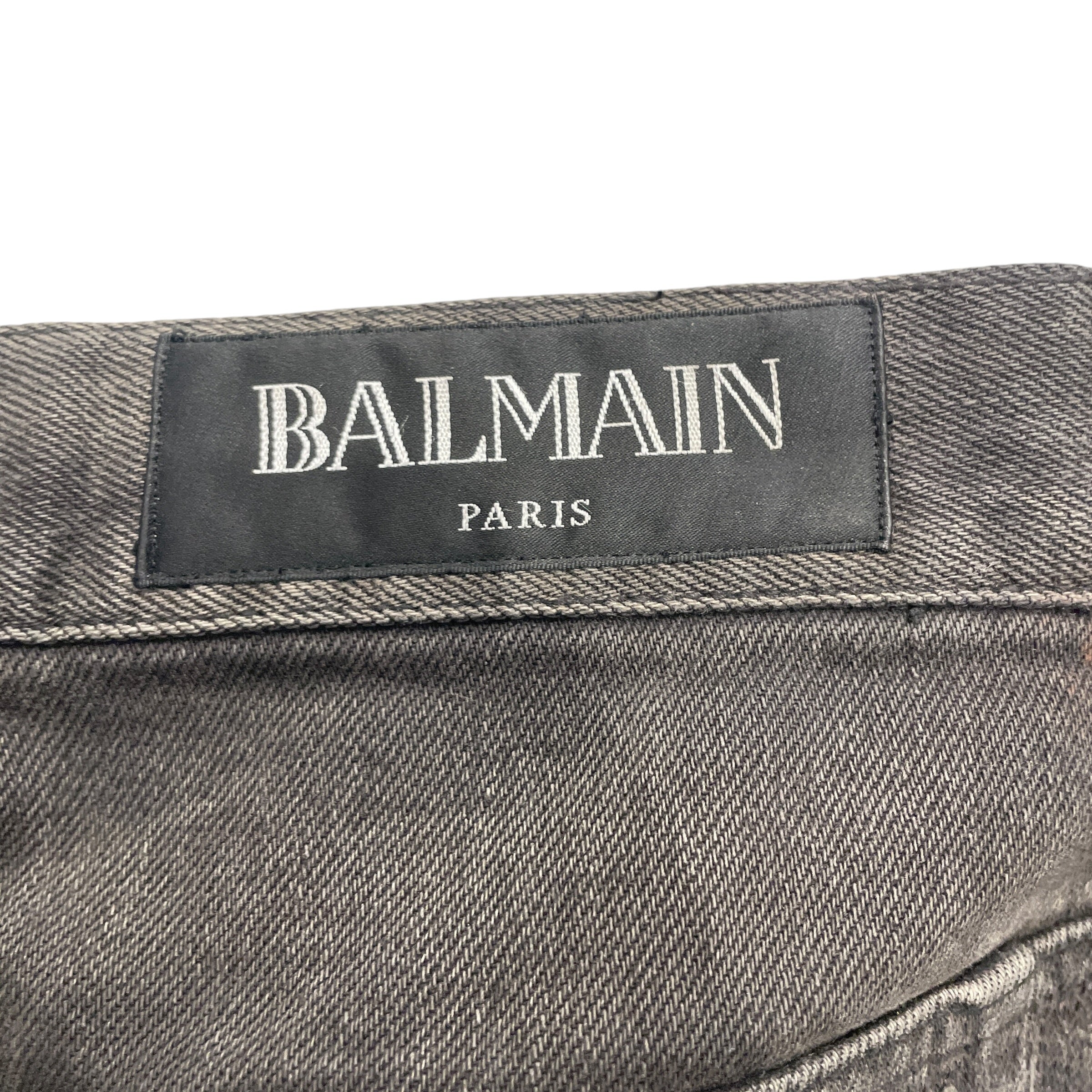 BALMAIN/Skinny Pants/30/Cotton/BLK/RIPPED DENIM ZIP PKTS view 3