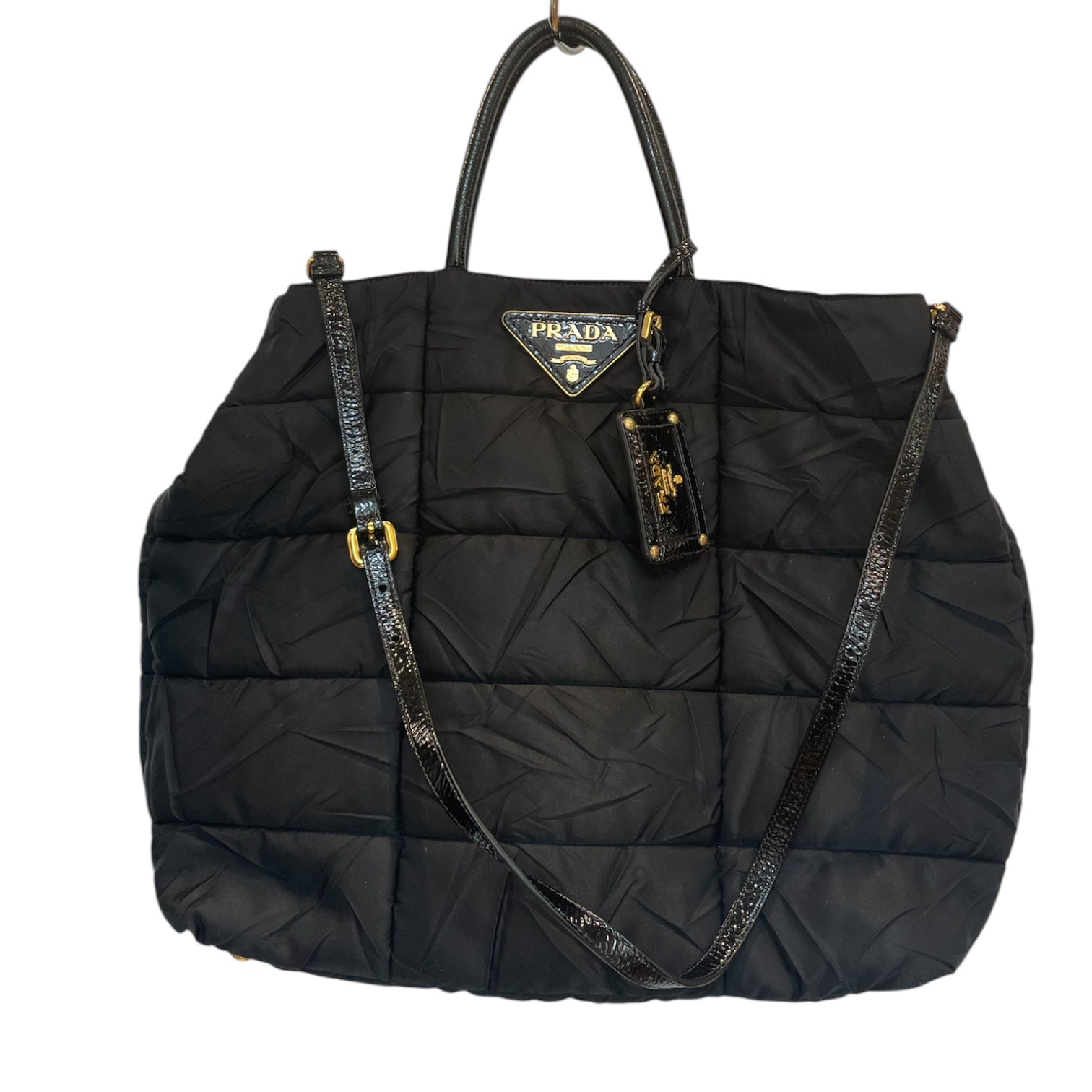 PRADA/Hand Bag/Nylon/BLK/black handbag view 1