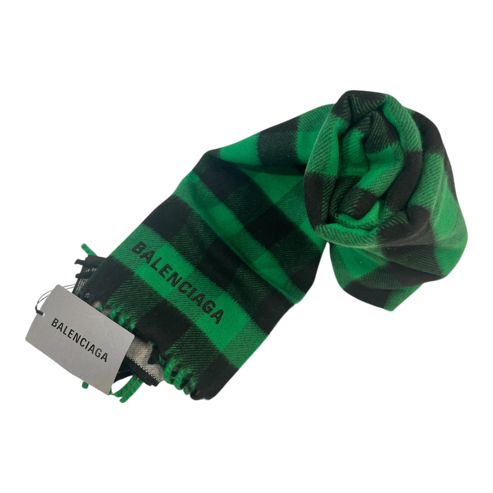 BALENCIAGA/Scarf/Plaid/Wool/GRN/OVER MARCO WOOL view 1
