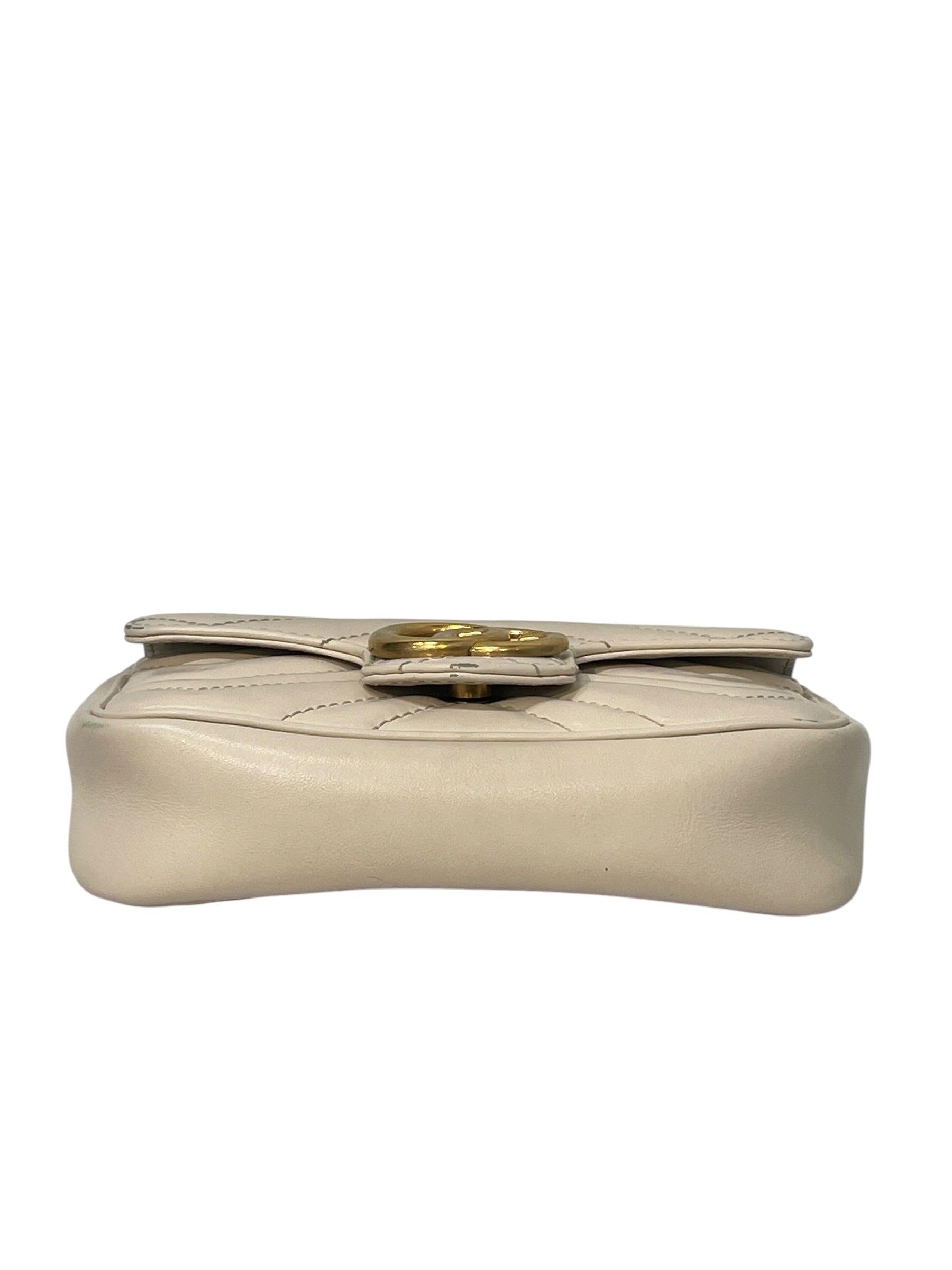 GUCCI/Cross Body Bag/Leather/CRM/marmont mini view 3
