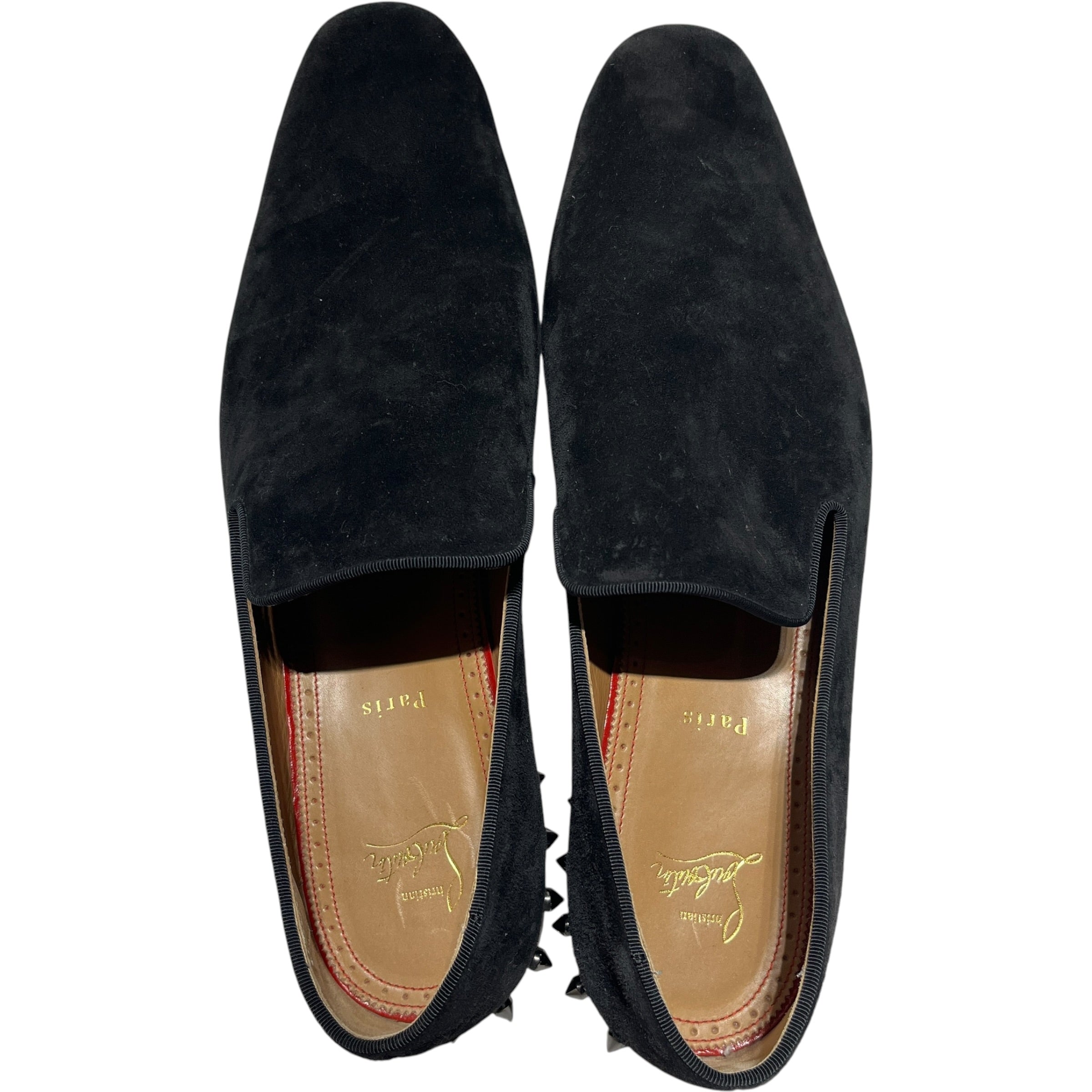 Christian Louboutin/Loafers/EU 45.5/Suede/BLK/studded heel view 3