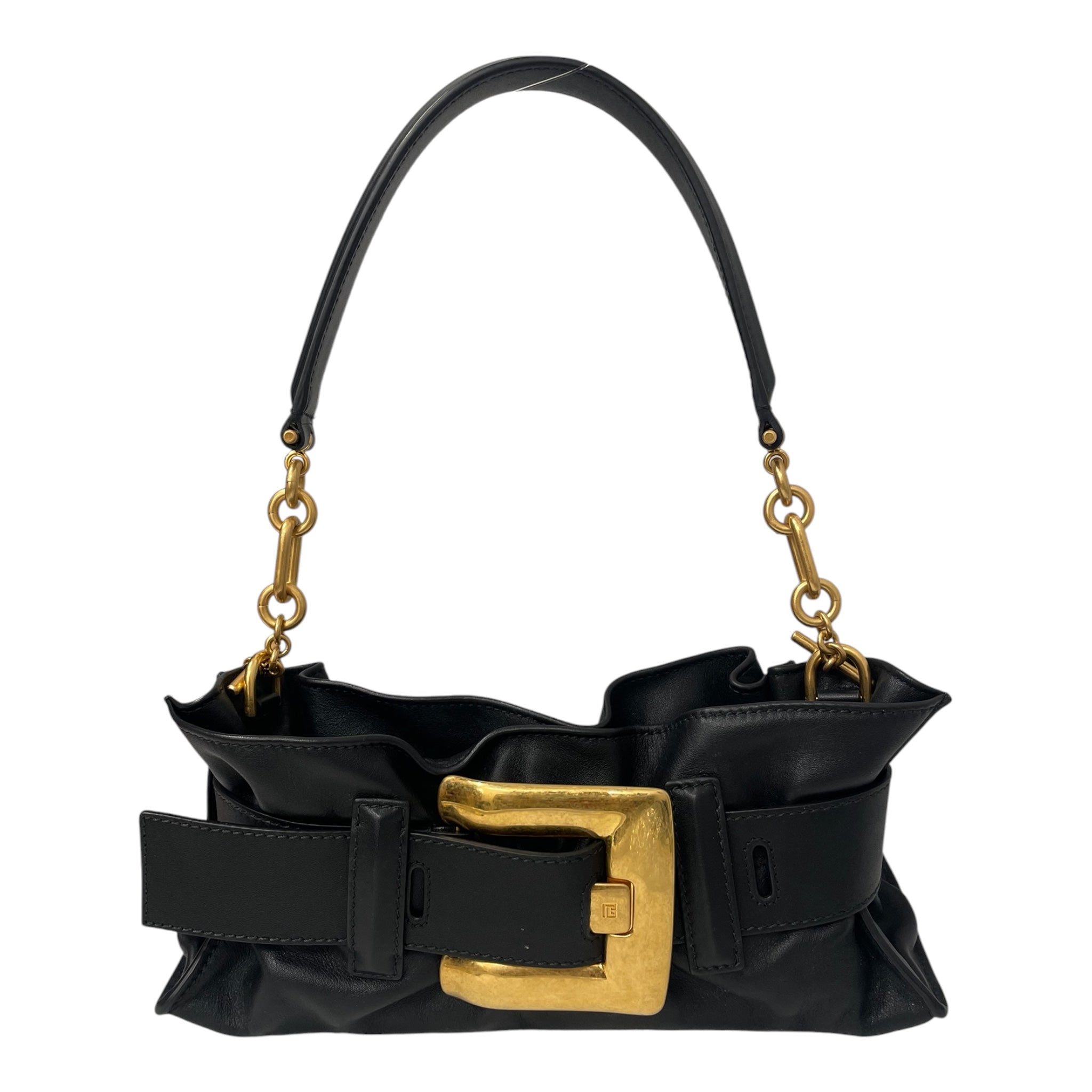 BALMAIN/Hand Bag/Leather/BLK/OVERSIZED BUCKLE view 1