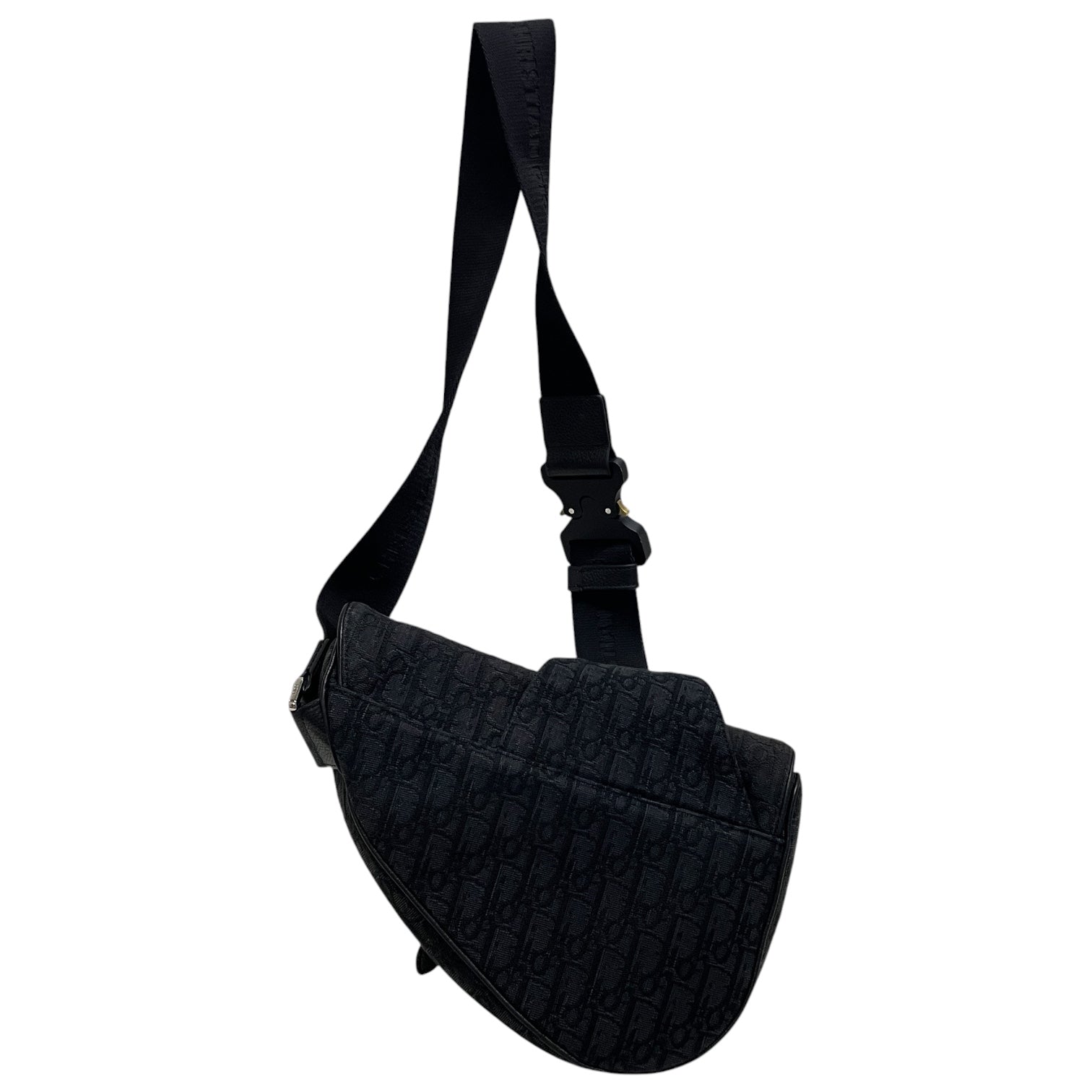 Christian Dior/Cross Body Bag/Monogram/Cotton/BLK/94XMDRV/SADDLE BAG BLACK view 2