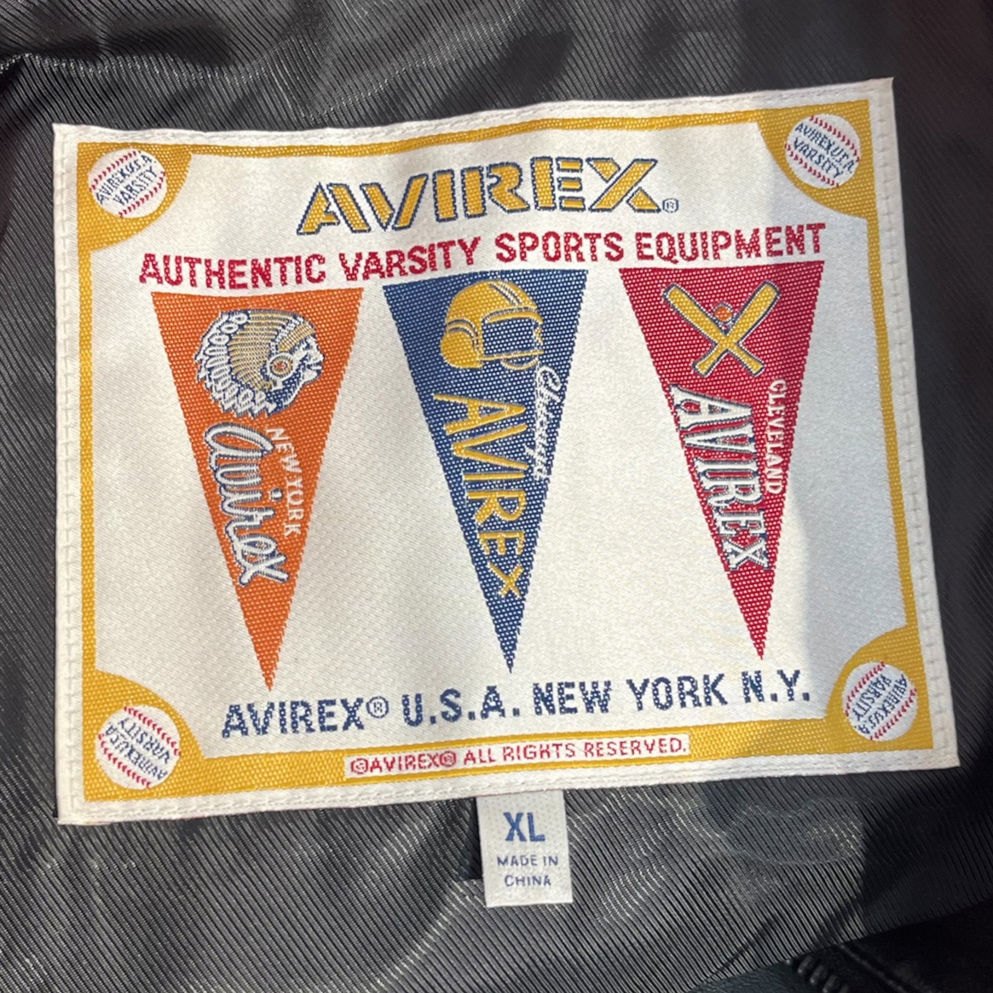 AVIREX/Leather Jkt/XL/Leather/BLK/red shoulders tuskgee view 3