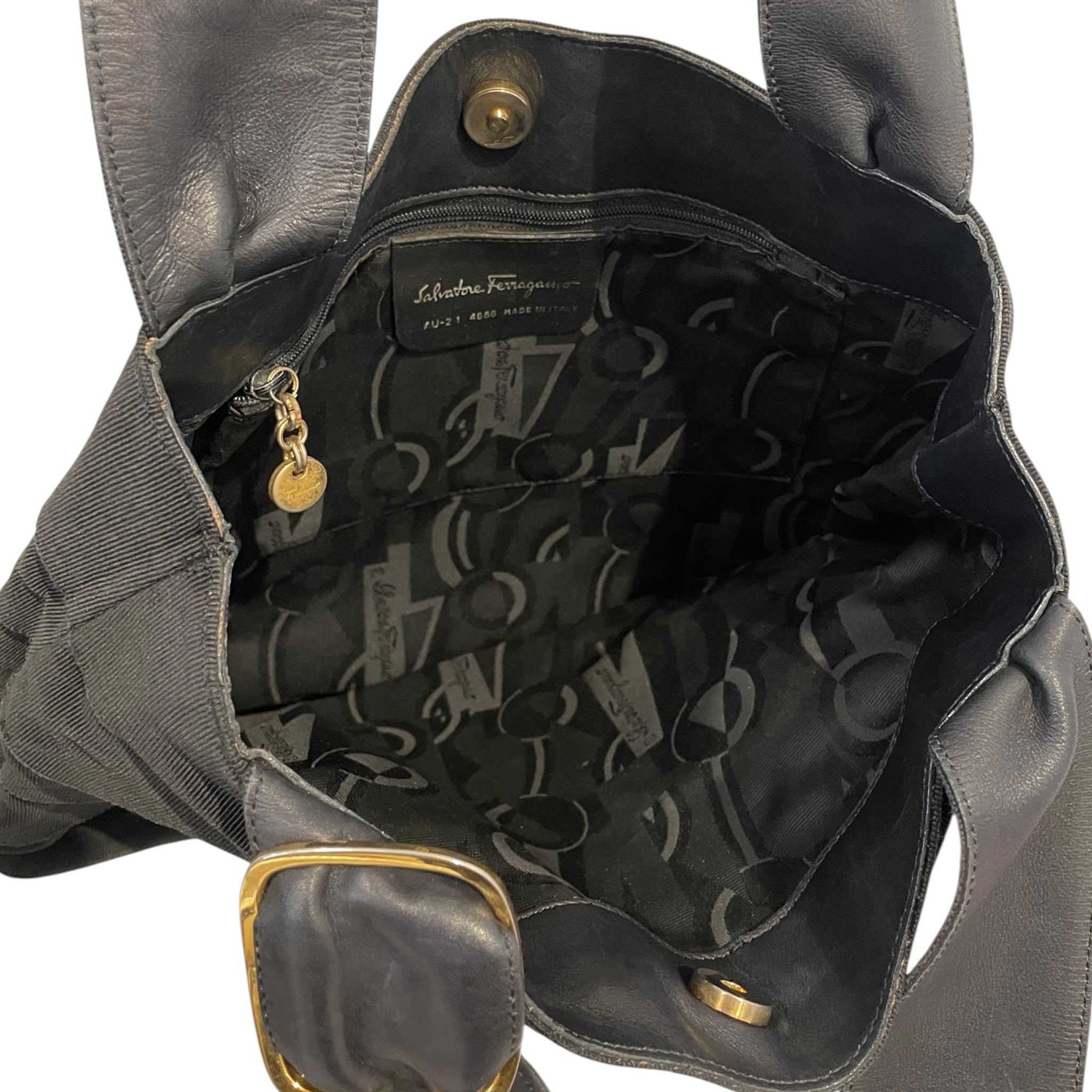 Salvatore Ferragamo/Hand Bag/Polyester/BLK/layered ribbon view 3