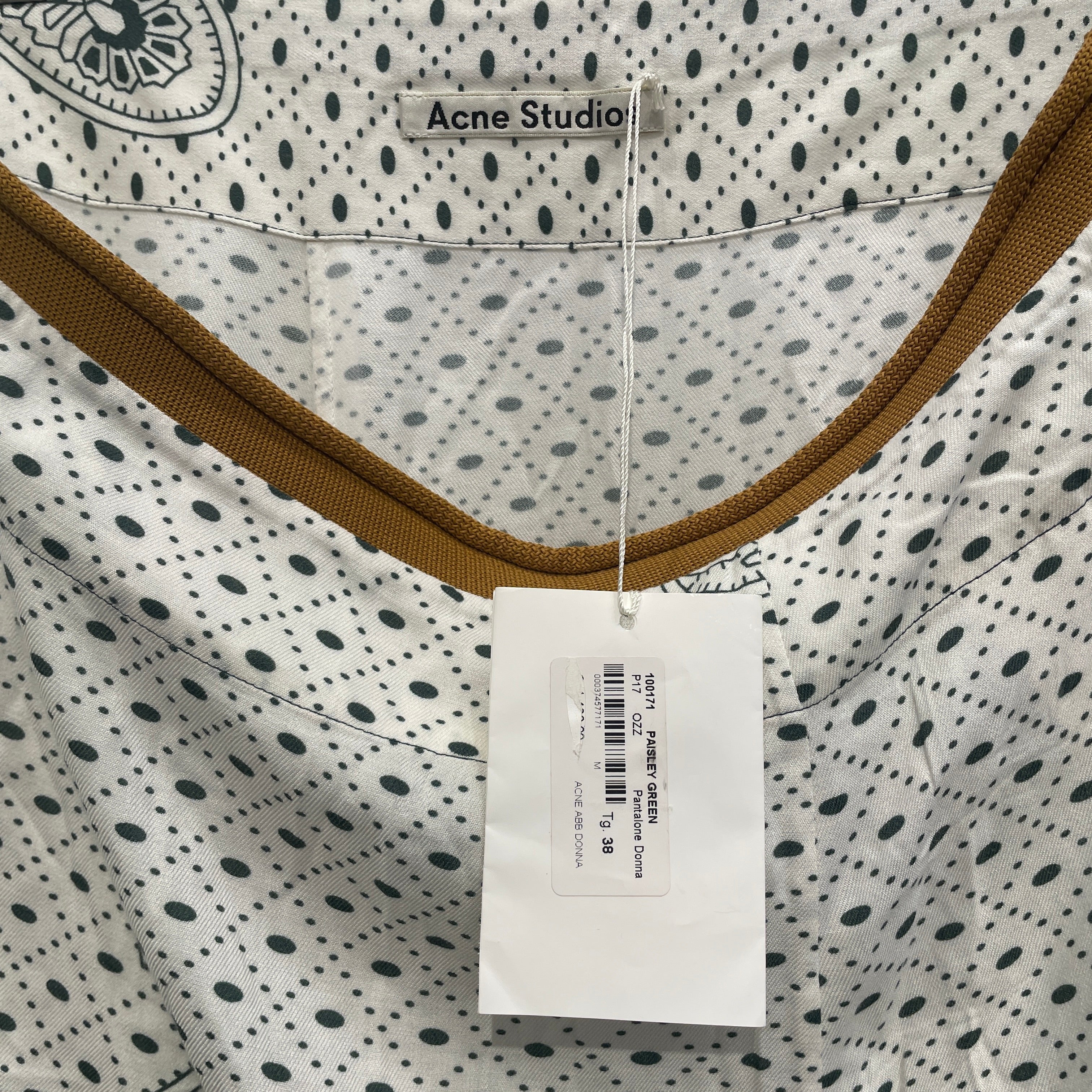 Acne Studios/Straight Pants/38/Cotton/WHT/Paisley/GRN PAISLEY CML WAIST BAND view 4