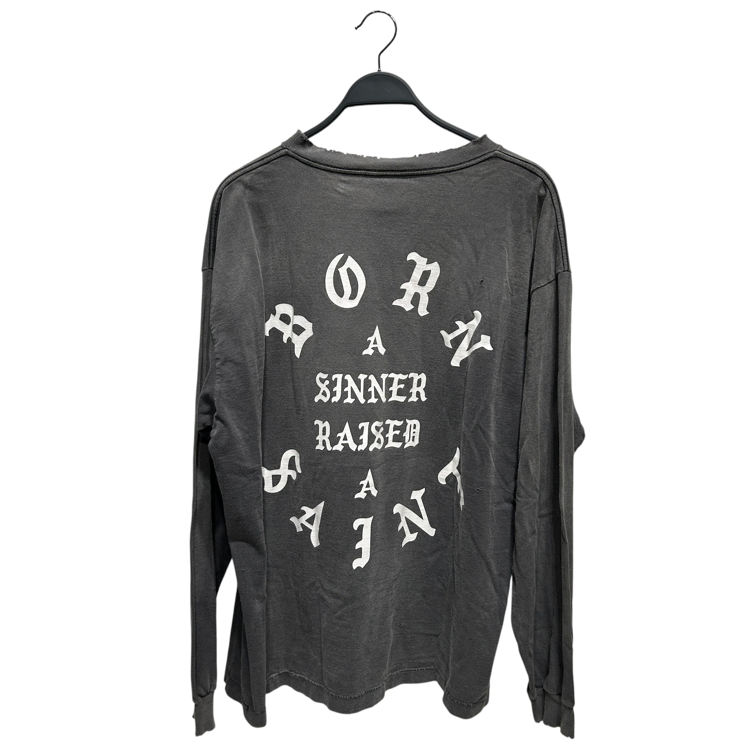 SAINT MICHAEL/BORN X RAISED/LS T-Shirt/XXL/Cotton/GRY/born a sinner raised a saint view 2