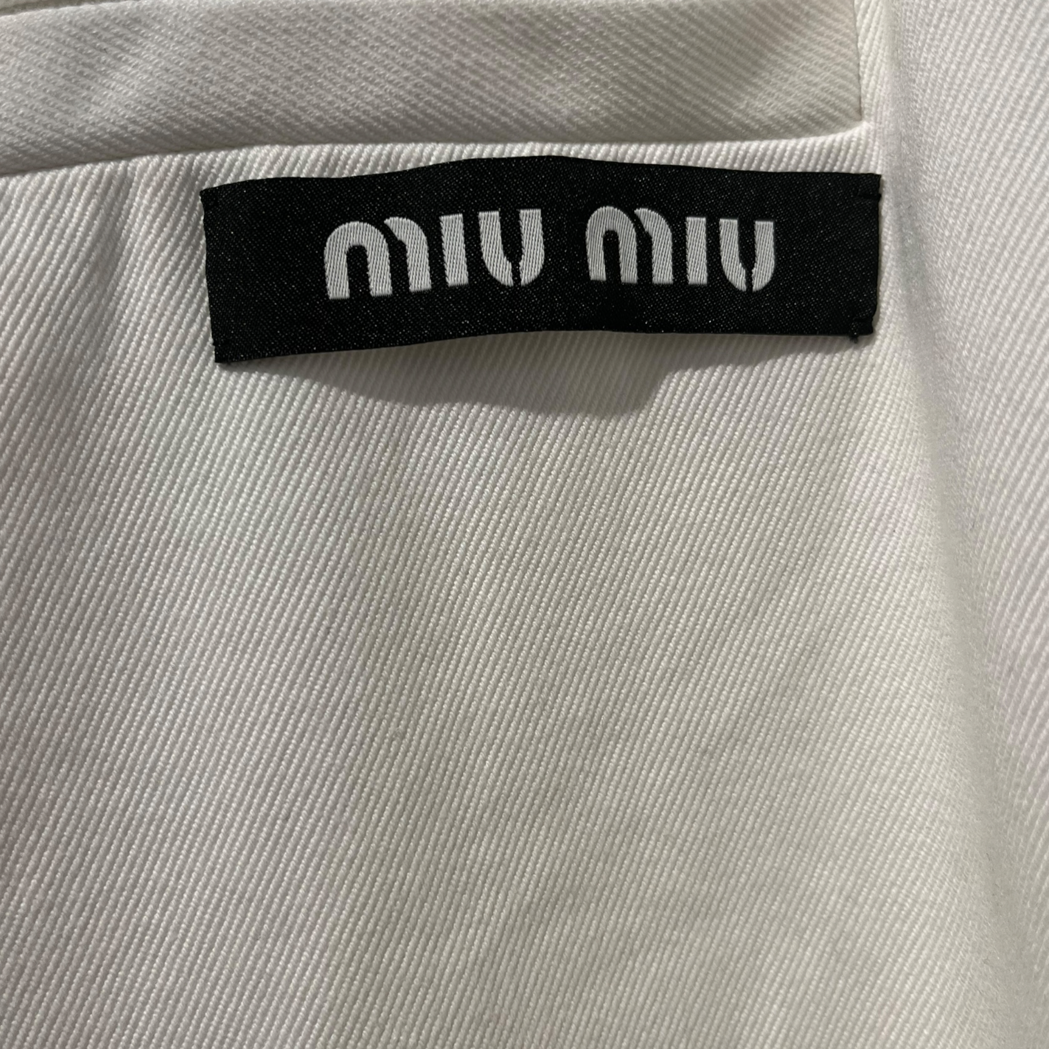 MIU MIU/Bottoms/48/Cotton/WHT/WIDE LEG BELTED JEANS view 3