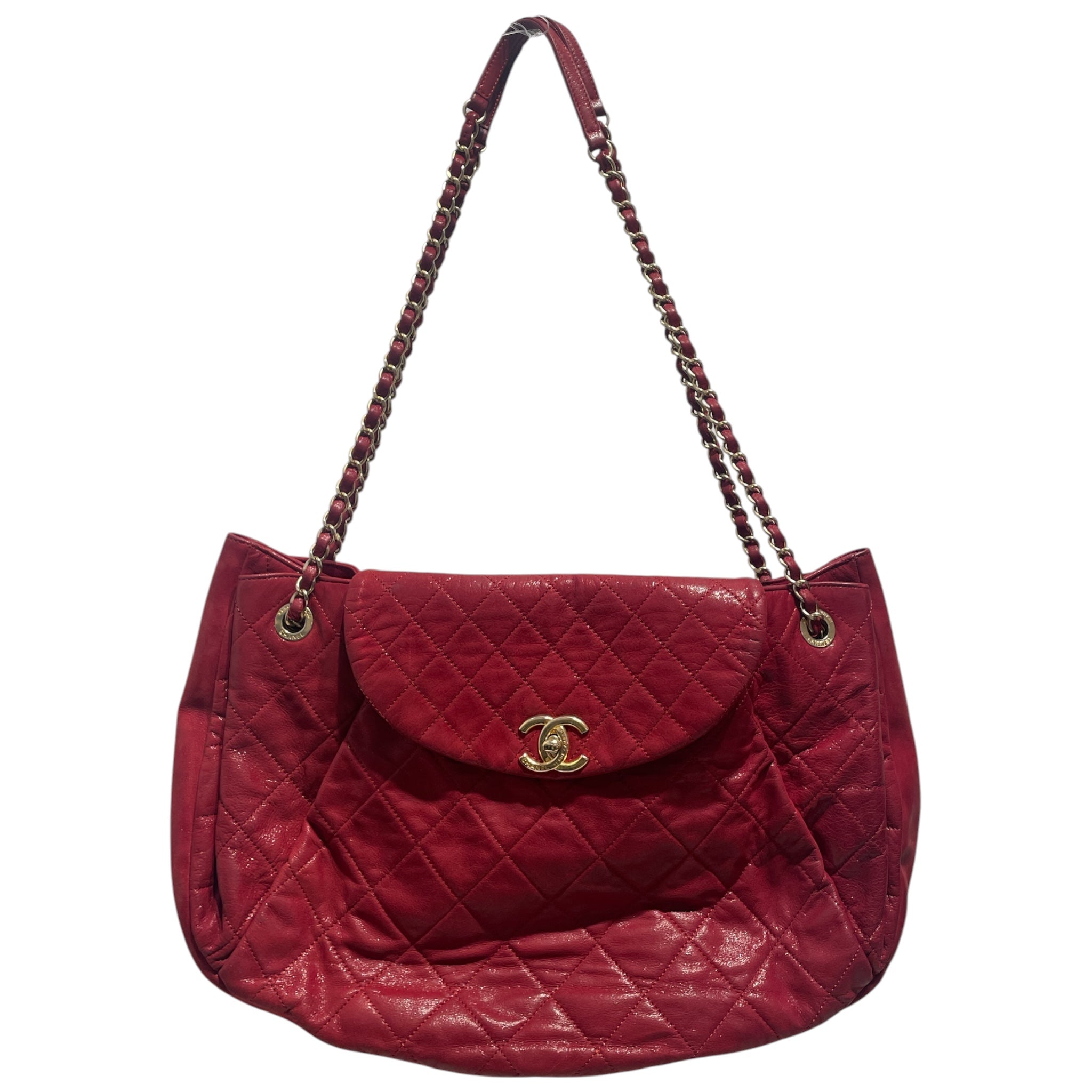 CHANEL/Hand Bag/Leather/RED/Chic Quilt Accordian Flap Bag view 1