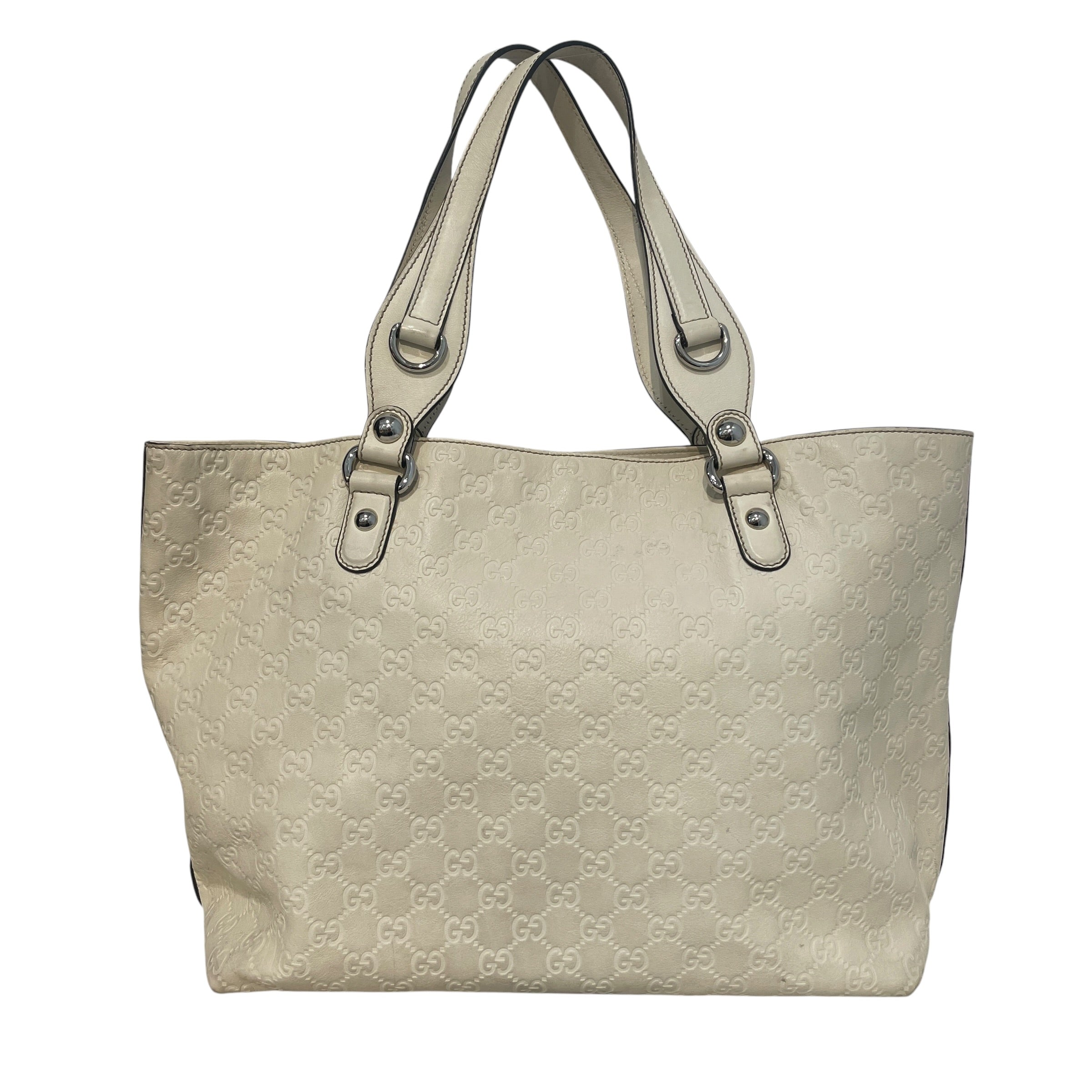 GUCCI/Tote Bag/Monogram/Leather/WHT/Horsebit 1955 leather view 2