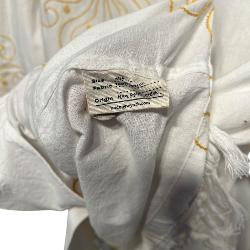 BODE/LS Shirt/M/L/Cotton/WHT/YELLOW & WHITE