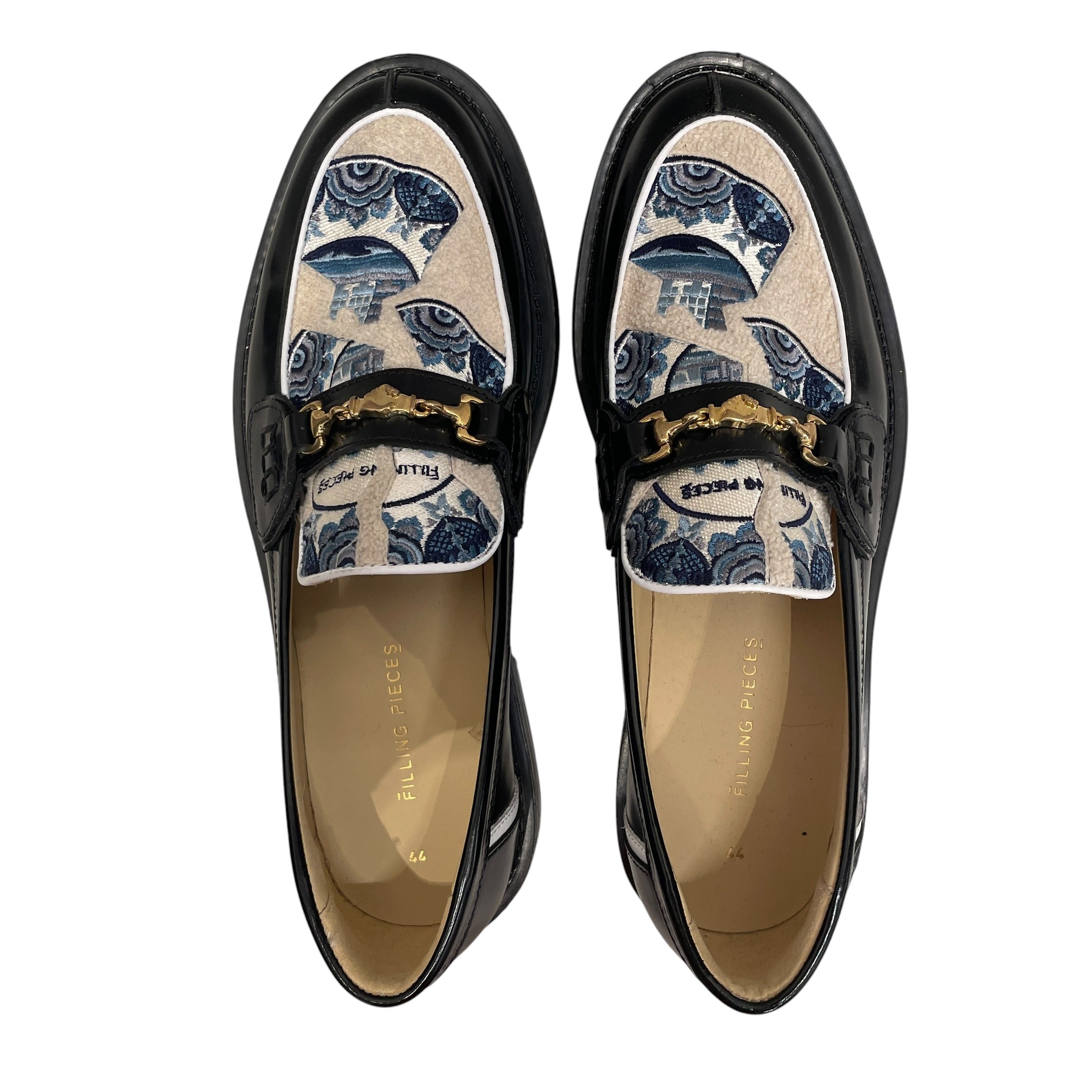 FILLING PIECES/Loafers/EU 44/Graphic/Leather/BLU/"PORCELIAM" TOE BOX view 4