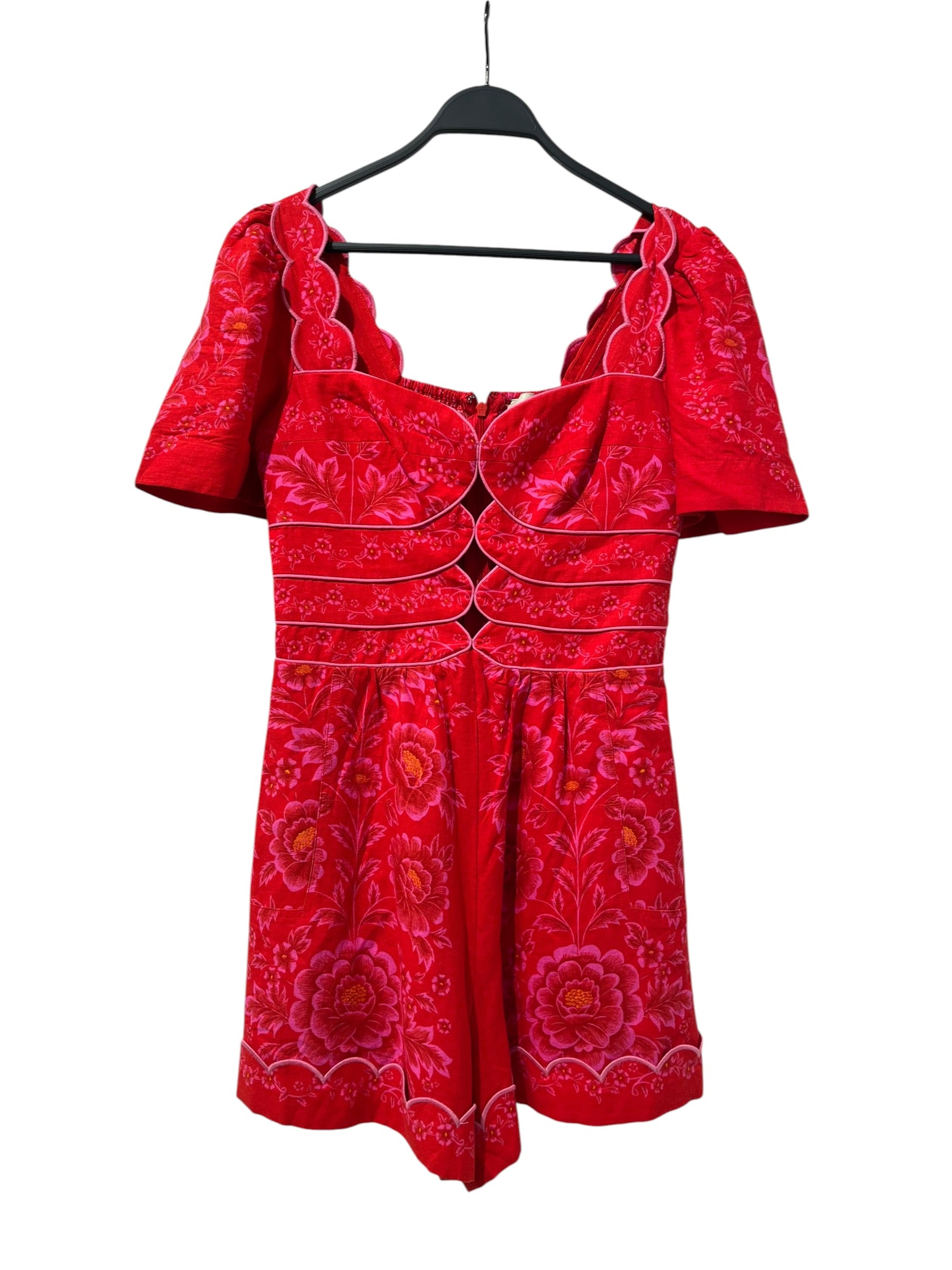 FARM Rio/Dress/S/Floral Pattern/Linen/RED/OIVIA RED CUTOUT ROMPER view 1