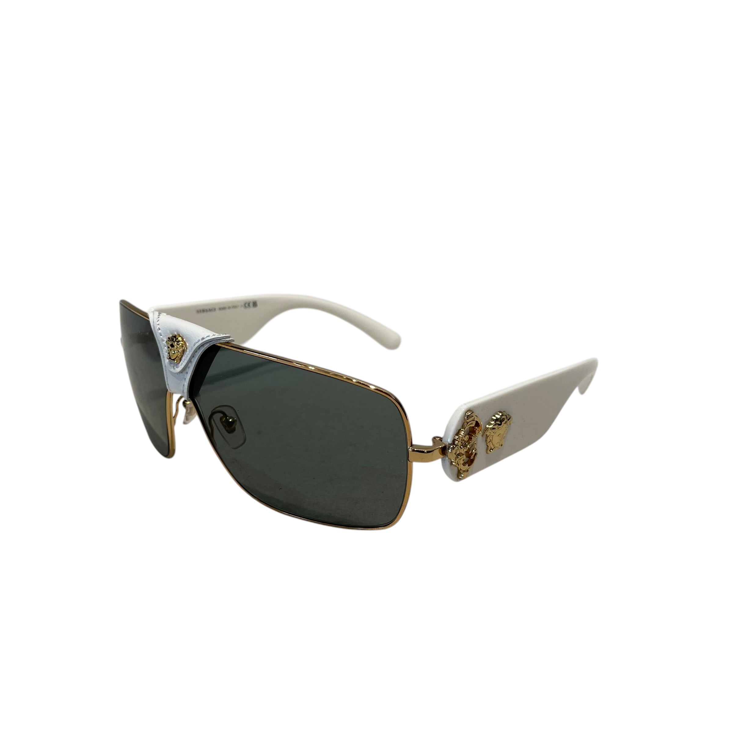 VERSACE/Sunglasses/Plastic/WHT/M's/GOLD LEATHER view 3