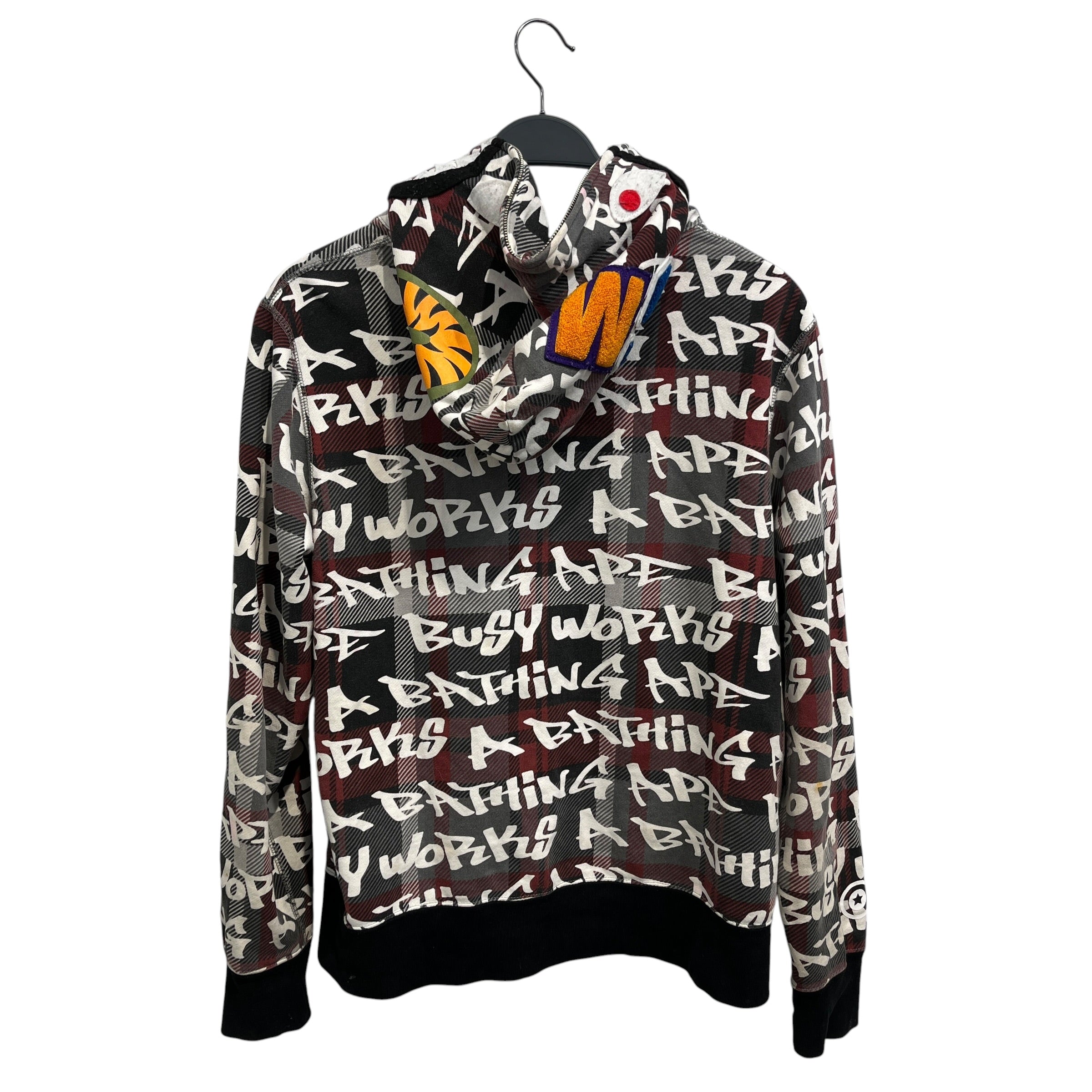 A BATHING APE/Zip Up Hoodie/M/All Over Print/Cotton/RED/Garffiti Check Full Zip view 2