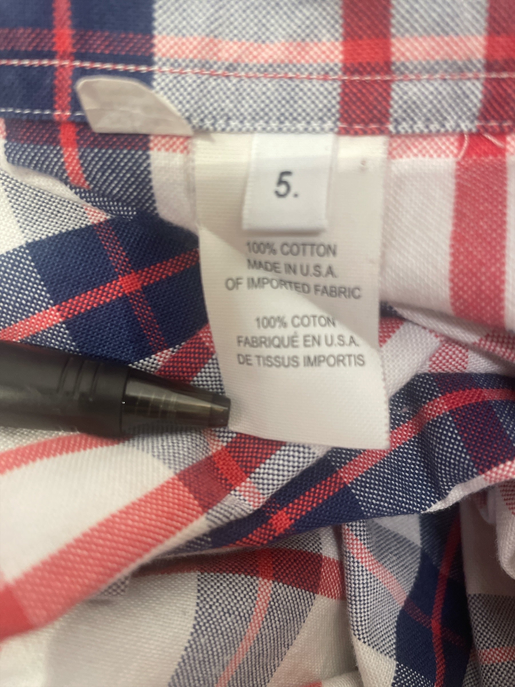 THOM BROWNE. NEW YORK/LS Shirt/5/Cotton/WHT/Plaid/WHT/NVY/RED PLAID L/S view 4