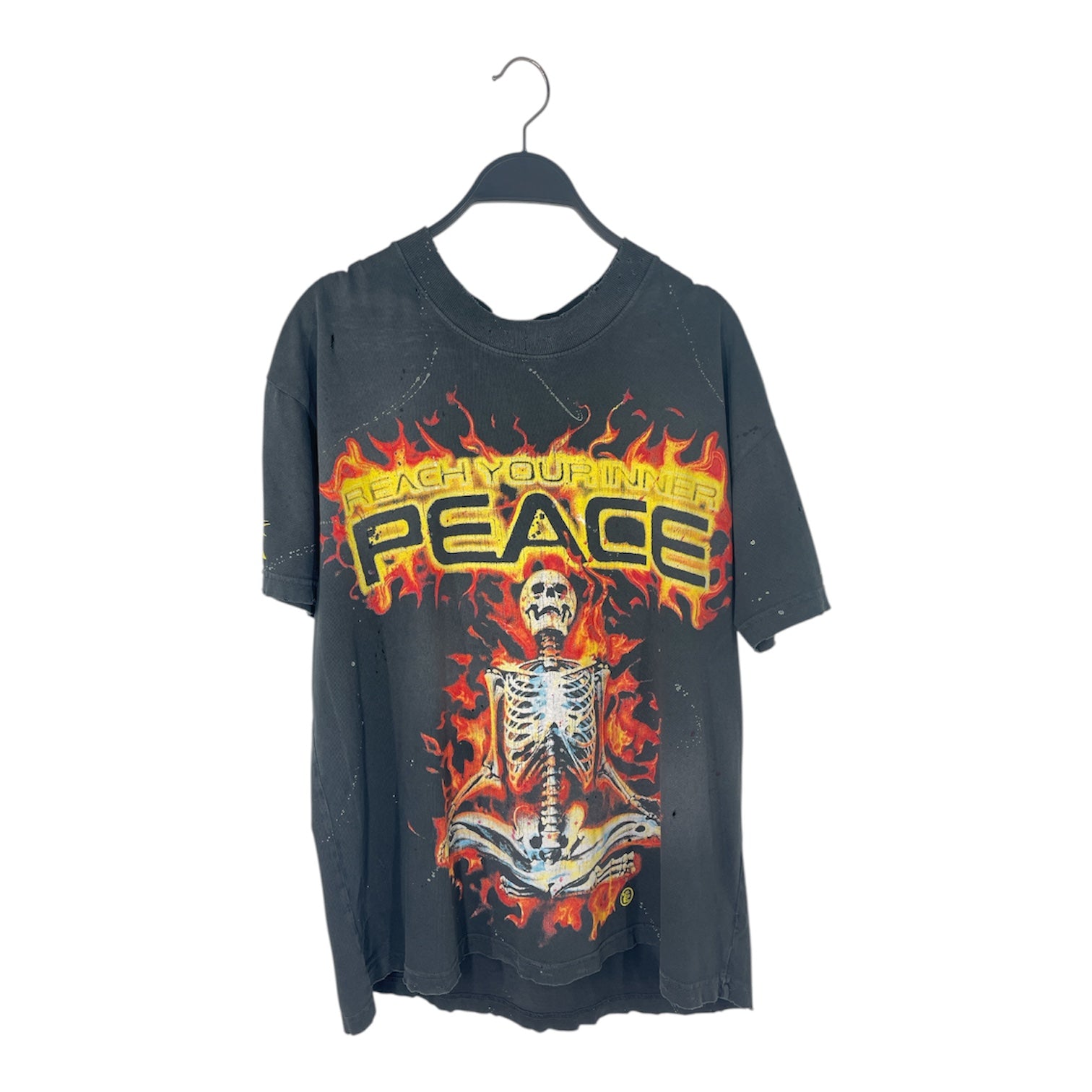 HELLSTAR/T-Shirt/S/Cotton/GRY/Graphic/REACH YOUR INNER PEACE TEE view 1