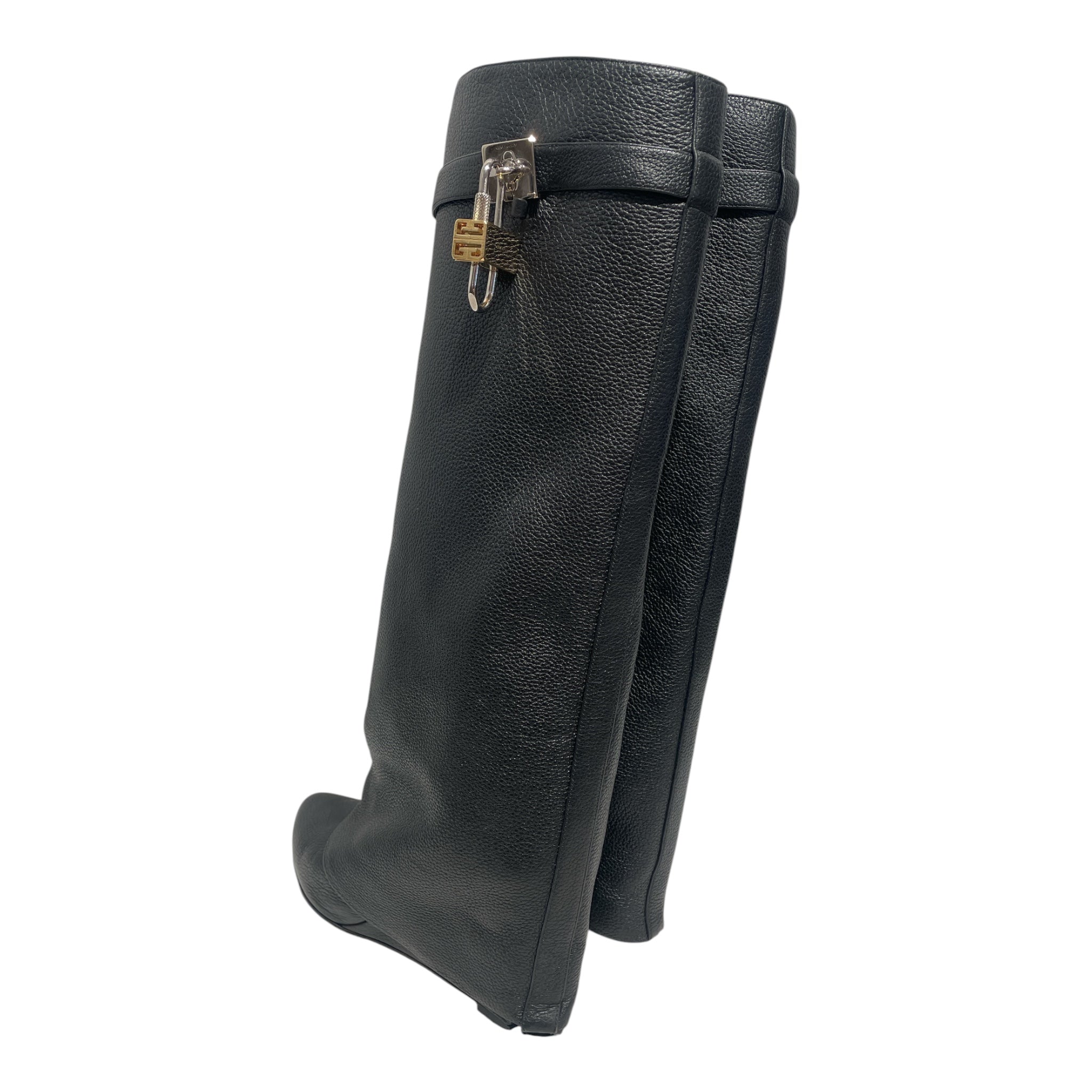 GIVENCHY/Long Boots/EU 40/Leather/BLK/Leather Shark Lock view 2