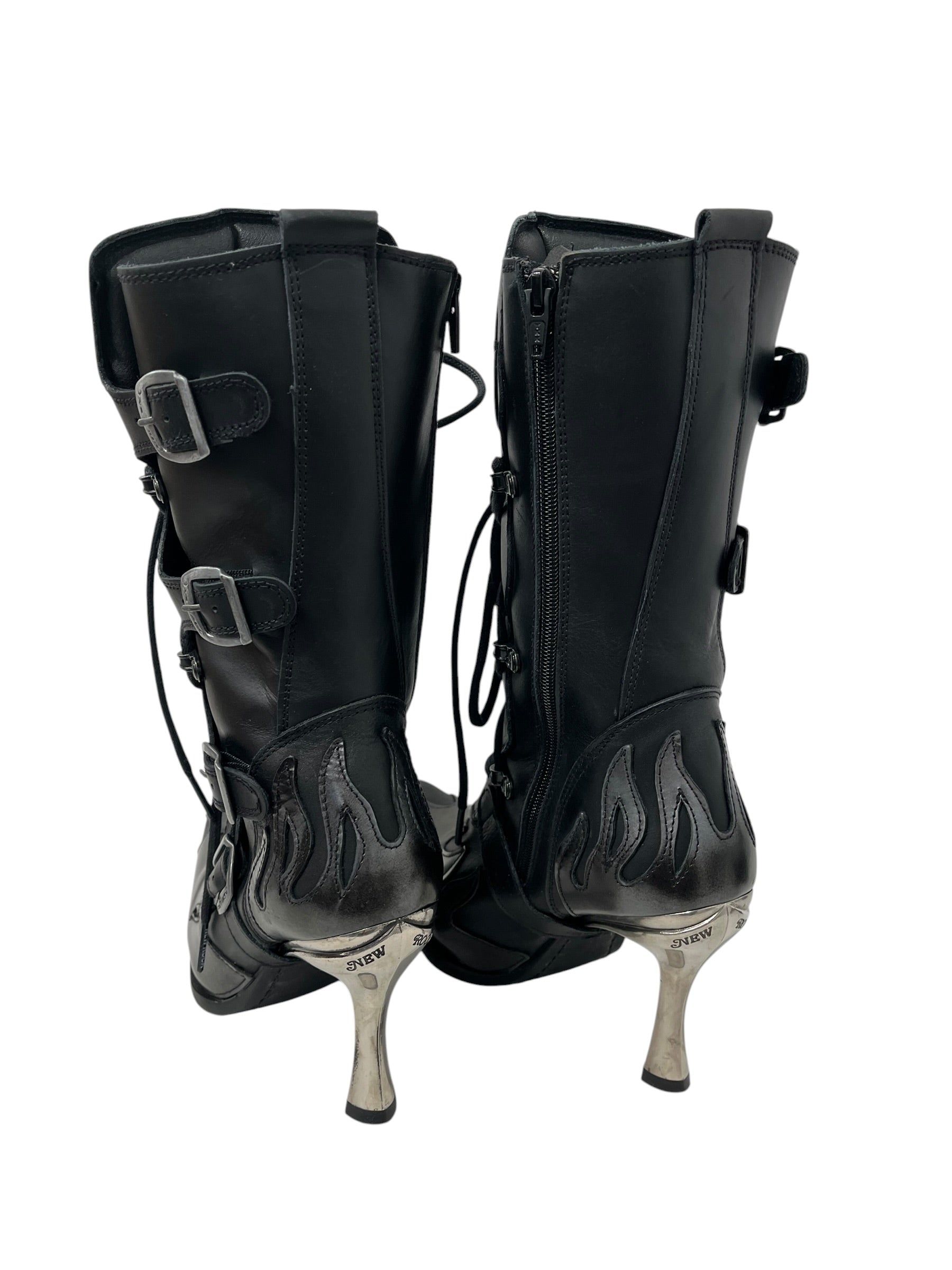 NEW ROCK/Boots/EU 37/Leather/BLK/ANTIK ACERO HEELED BOOT view 2