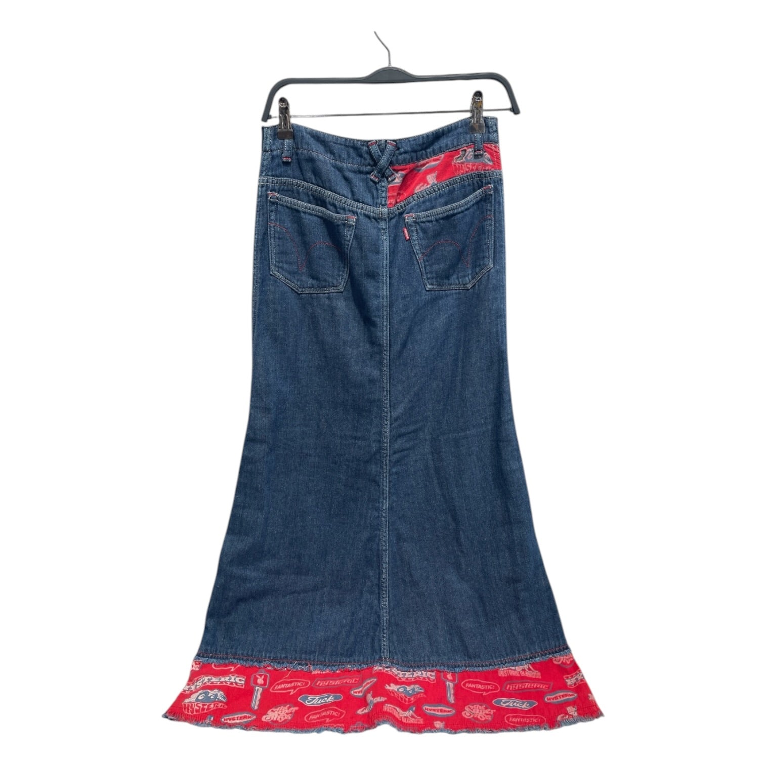 HYSTERIC GLAMOUR/Long Skirt/S/Denim/NVY/Maxi Length/Front Patch Pockets, Red Logo view 2