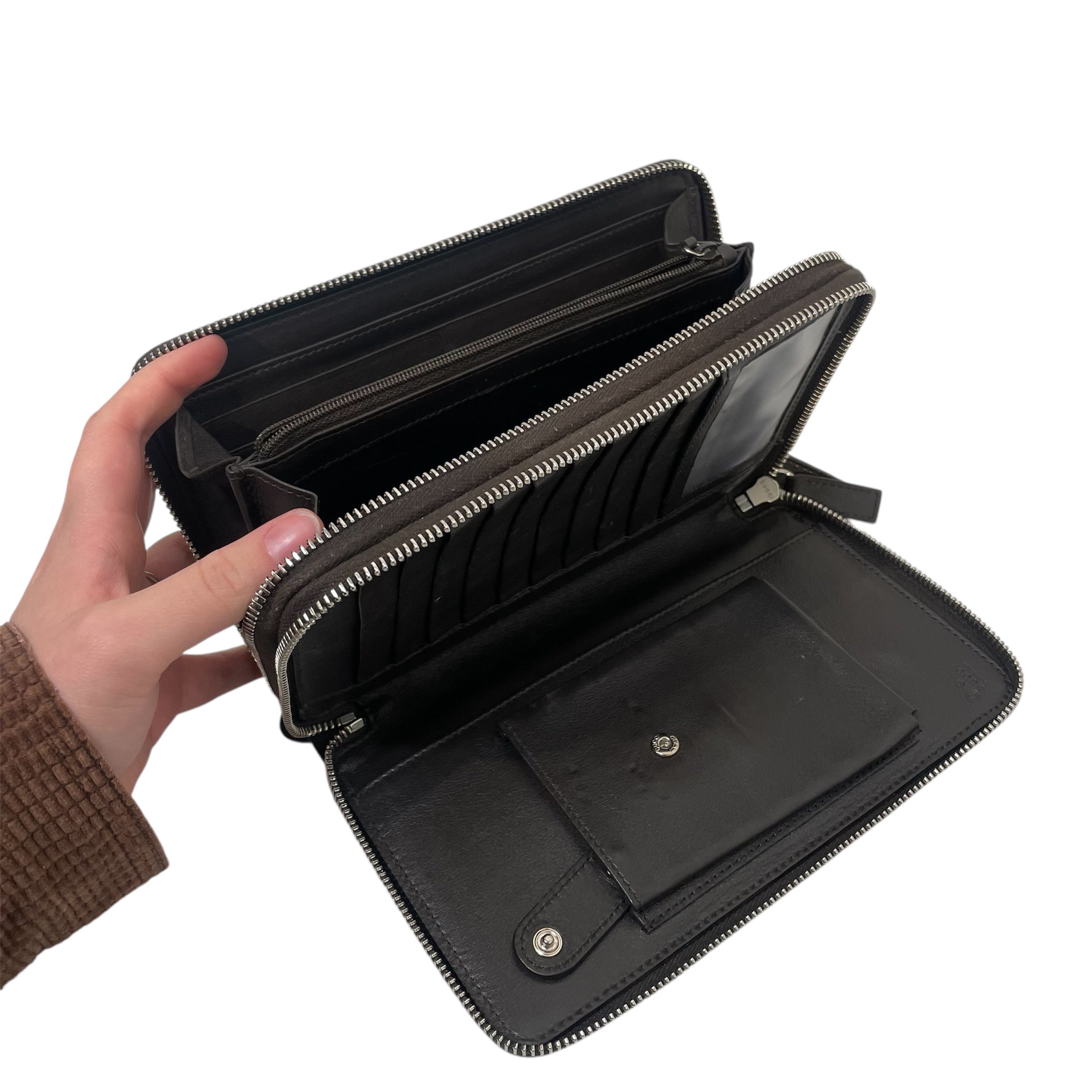 GUCCI/Clutch Bag/Monogram/Leather/BRW/microgucissima clutch view 5