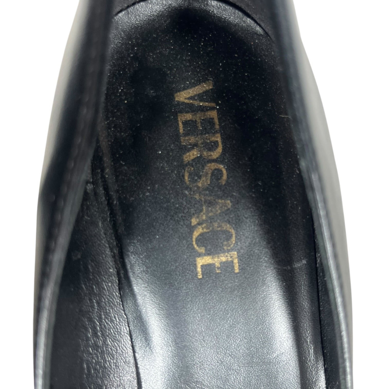 VERSACE/Heels/EU 38.5/Leather/BLK/GOLD BUTTONS view 4