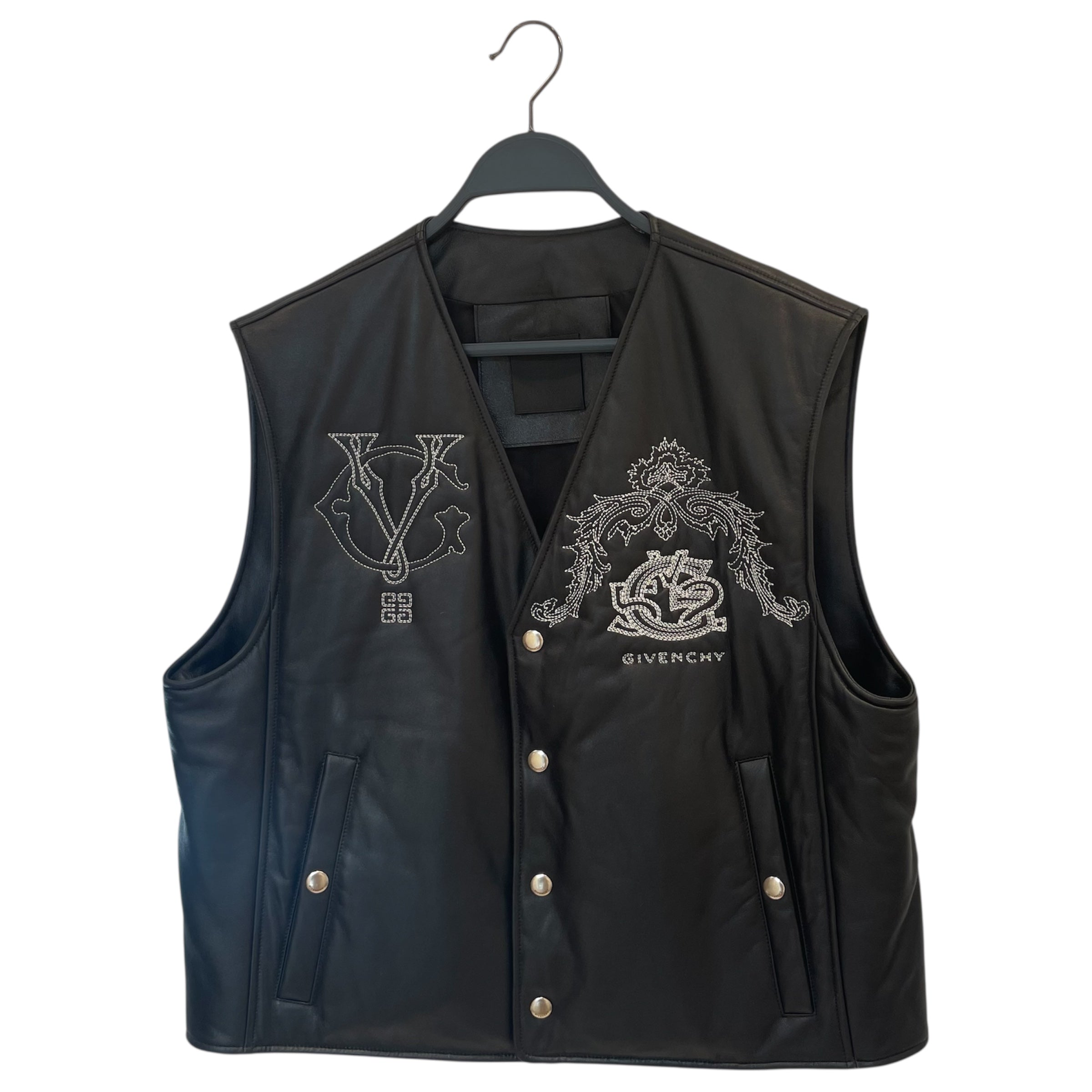 GIVENCHY/Vest/52/Lambskin/BLK/snap vest/embroidered view 1