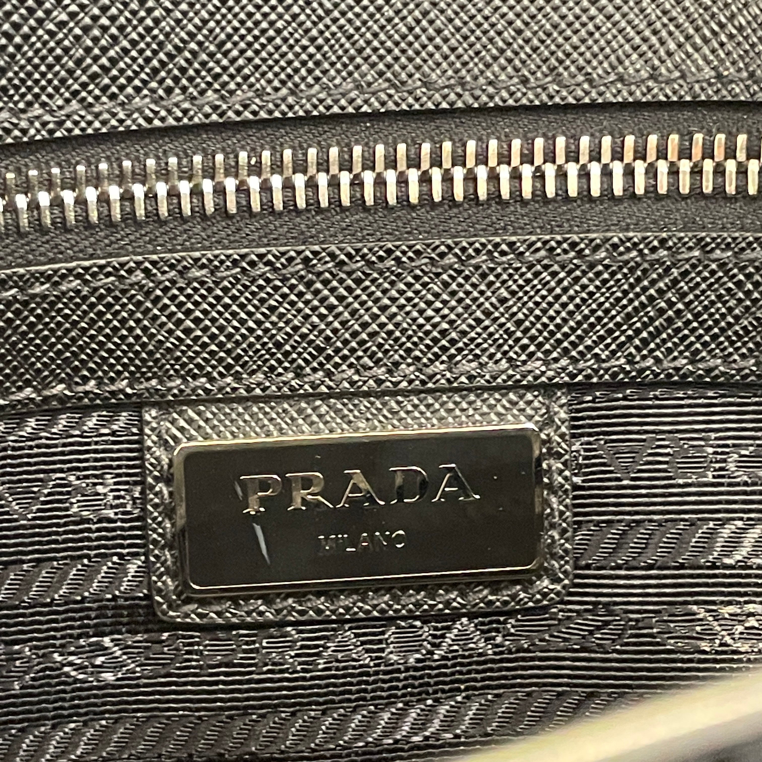 PRADA/Clutch Bag/OS/Leather/BLK/DOCUMENT CASE view 6