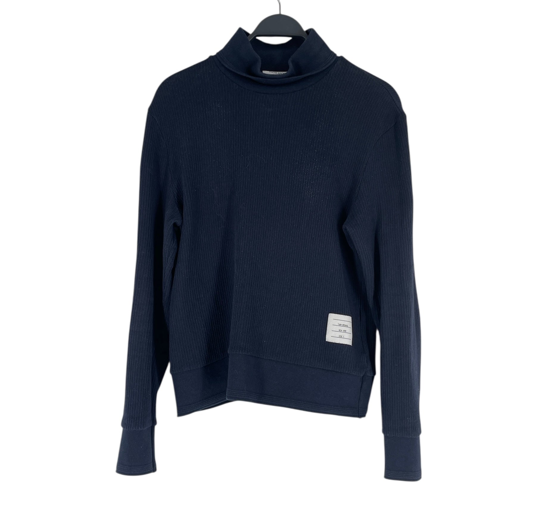 THOM BROWNE. NEW YORK/Sweater/2/Cotton/NVY/TURTLENECK view 1