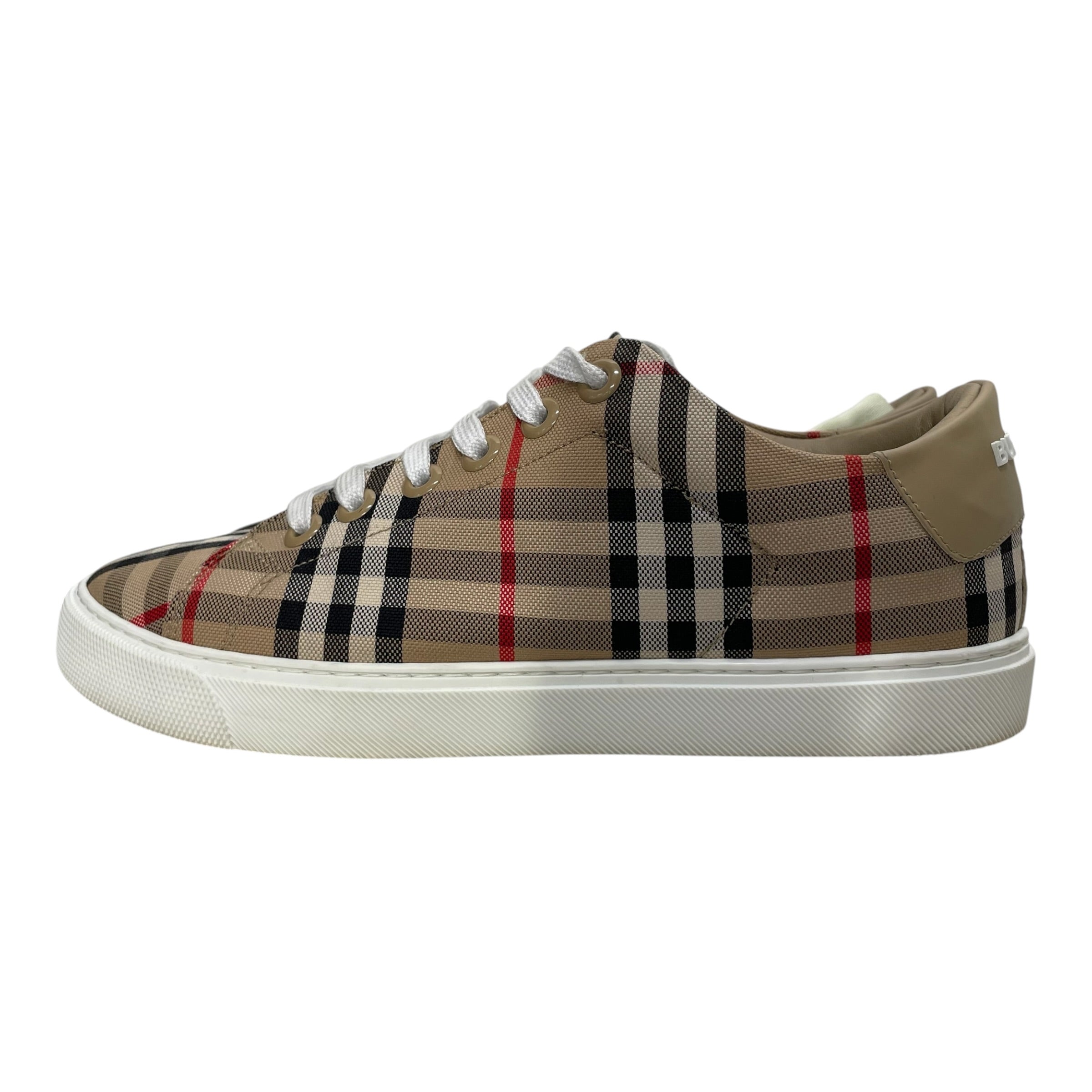 BURBERRY LONDON/Low-Sneakers/EU 39/Stripe/KHK/ALBRIDGE CHECK SNEAKERS view 5