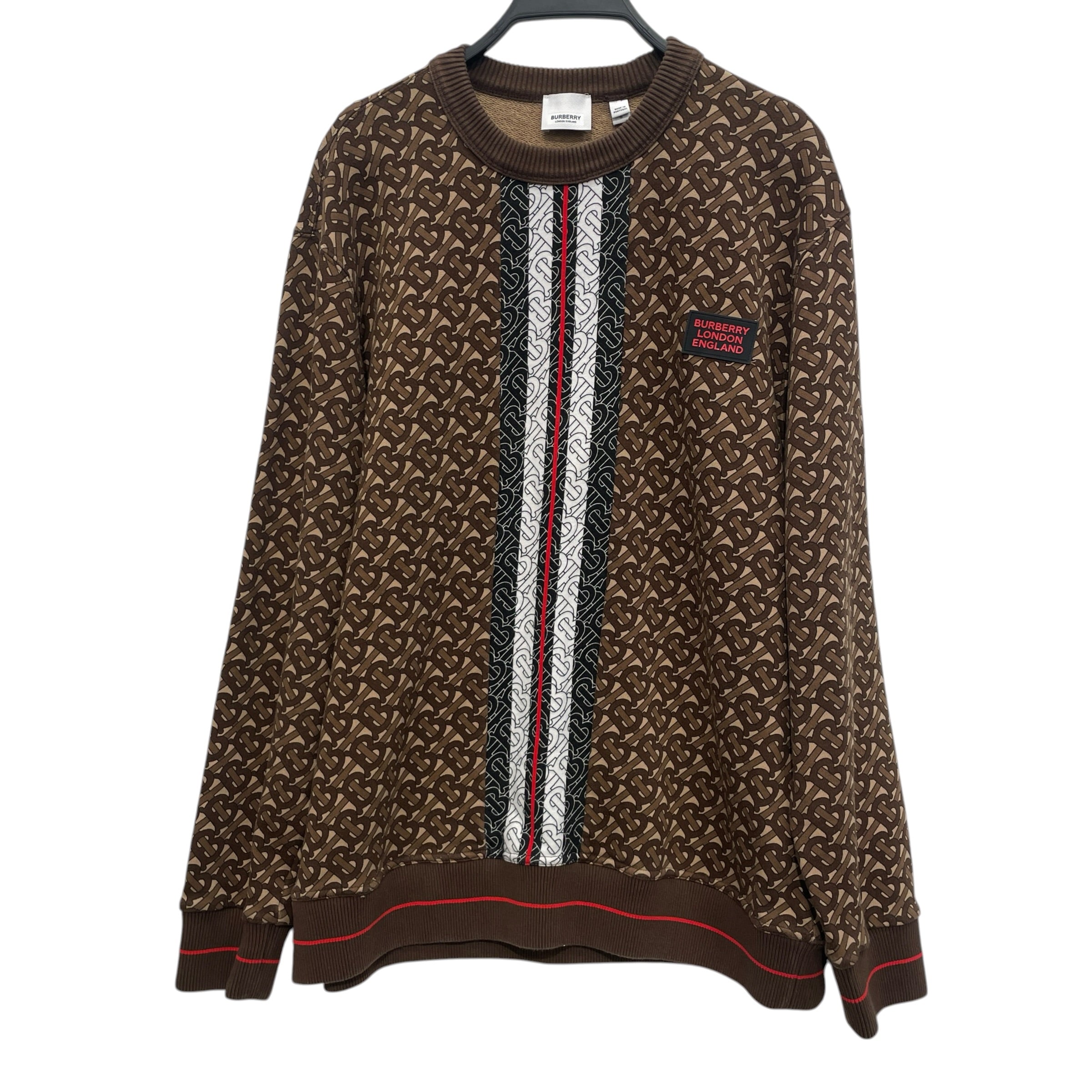 BURBERRY/Sweater/L/Monogram/Cotton/BRW/RED STRIP TRIM view 1