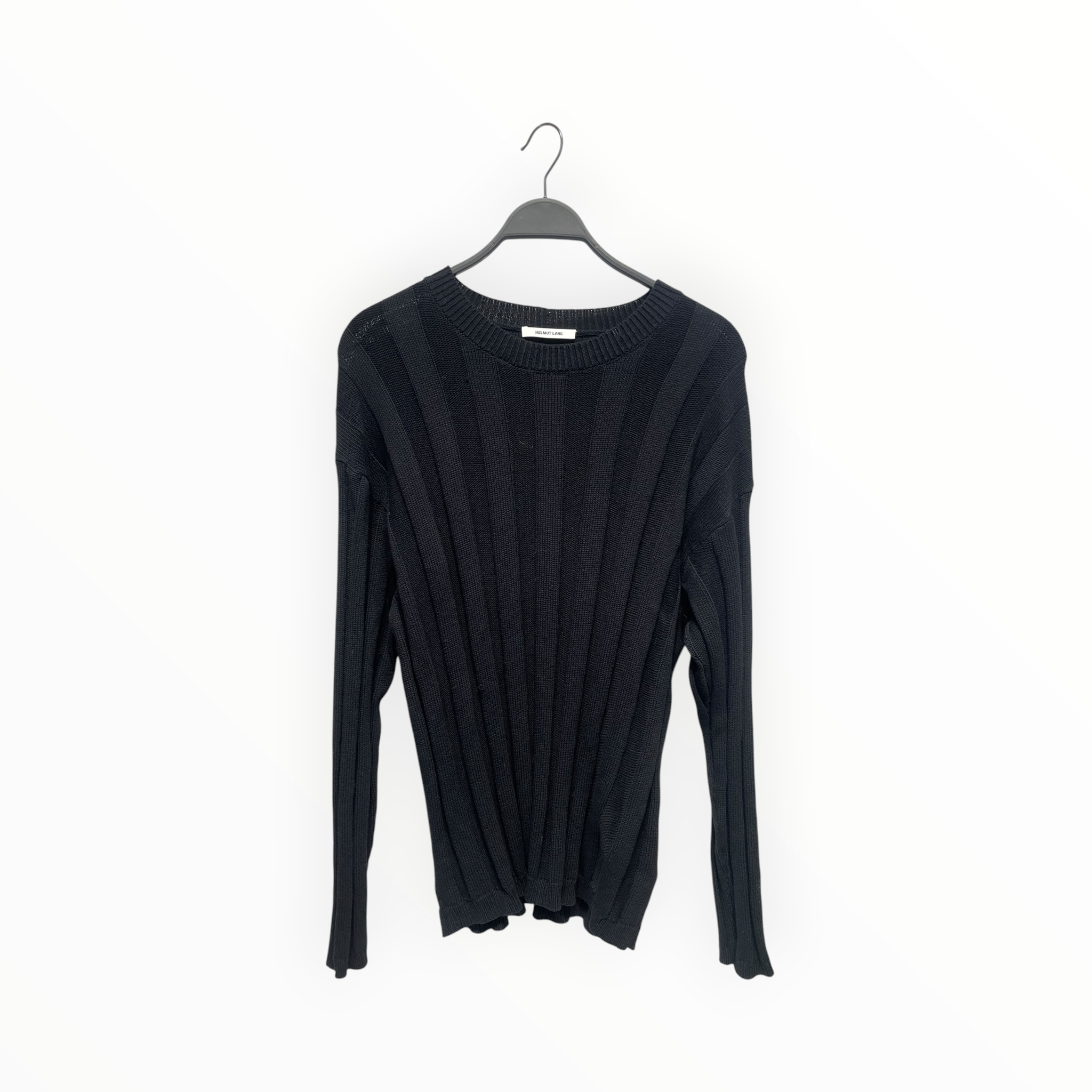 Helmut Lang/Sweater/L/Stripe/Cotton/BLK/ view 1