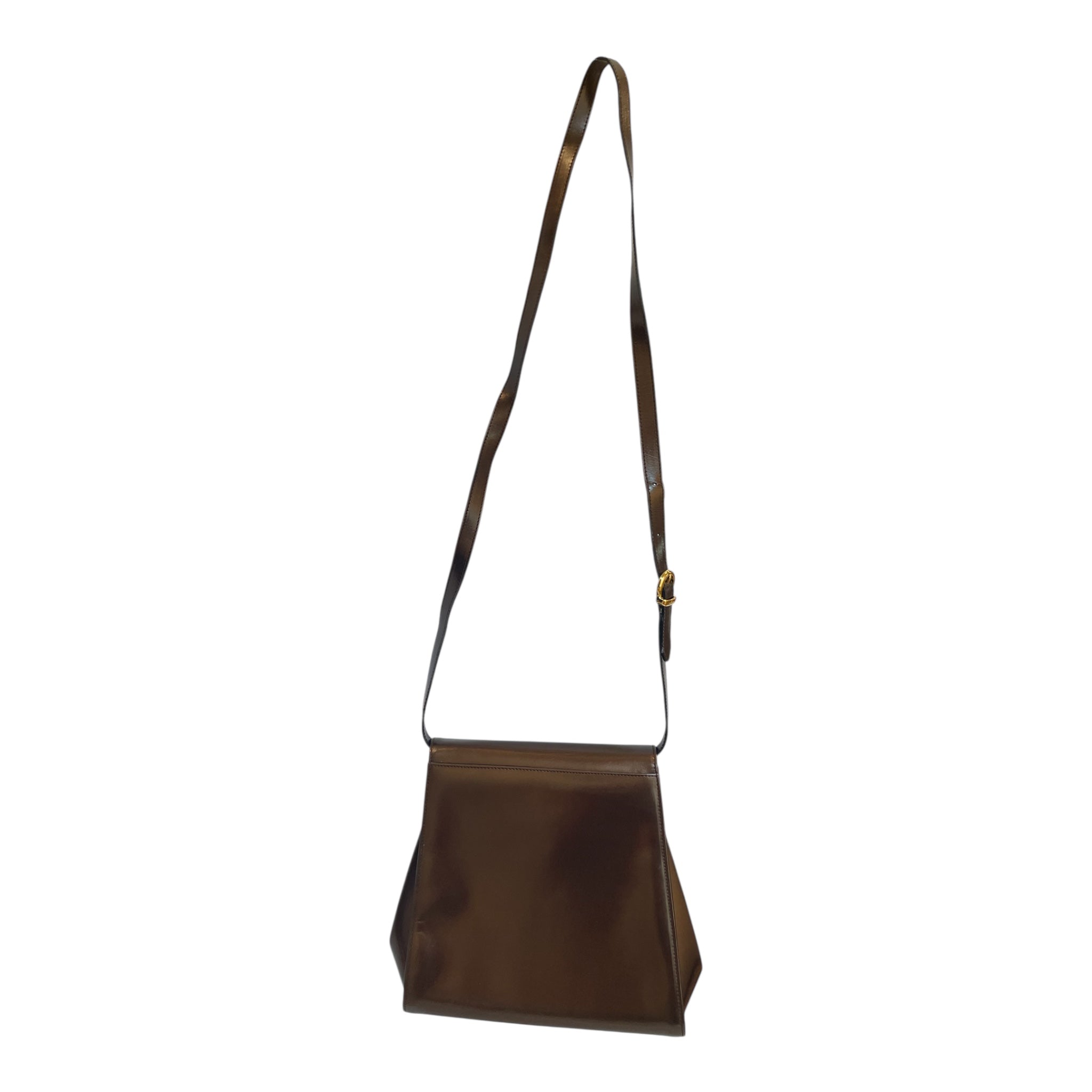 Salvatore Ferragamo/Cross Body Bag/OS/Leather/BRW/vtg brown gold links view 2