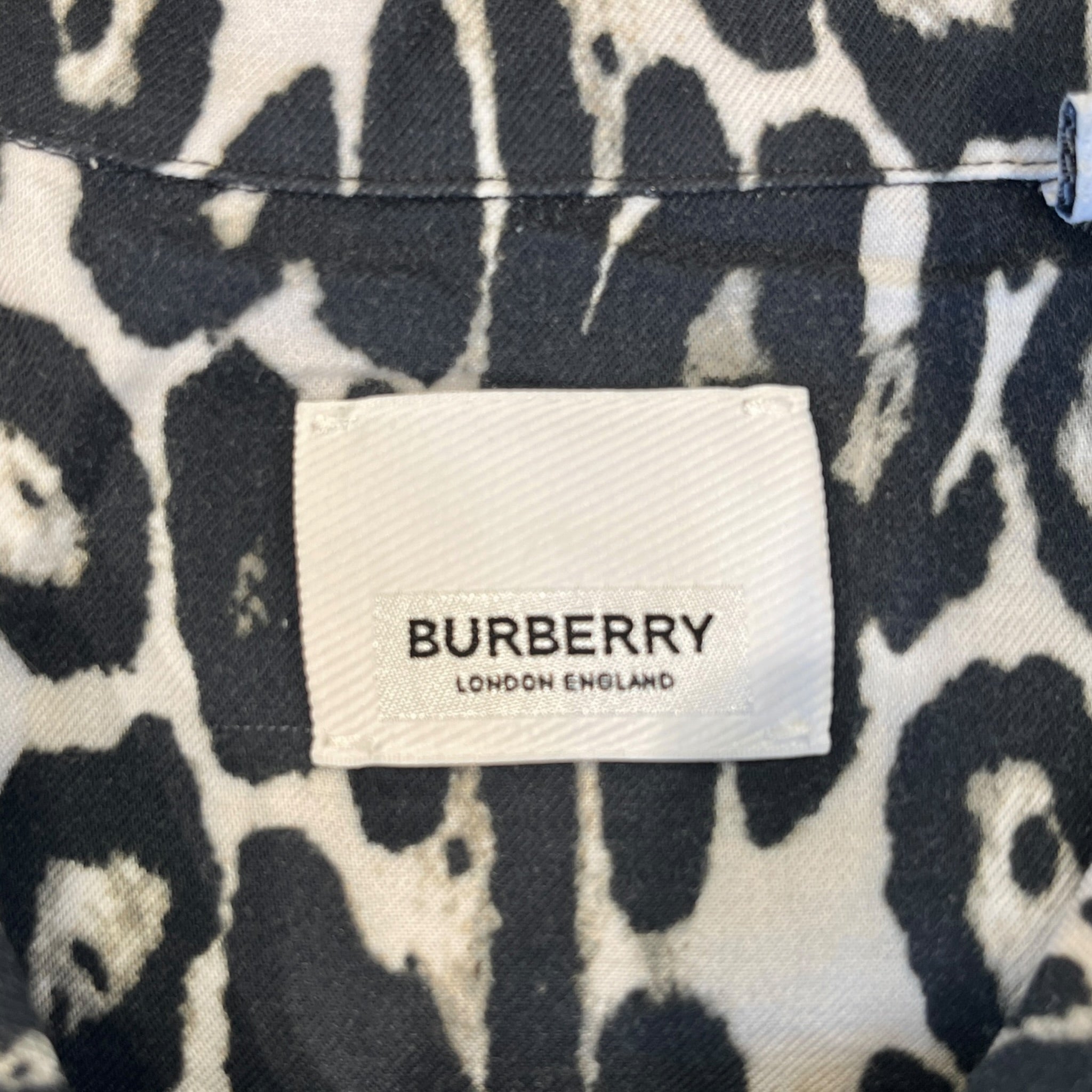 BURBERRY/SS Shirt/M/White/Leopard/ view 3