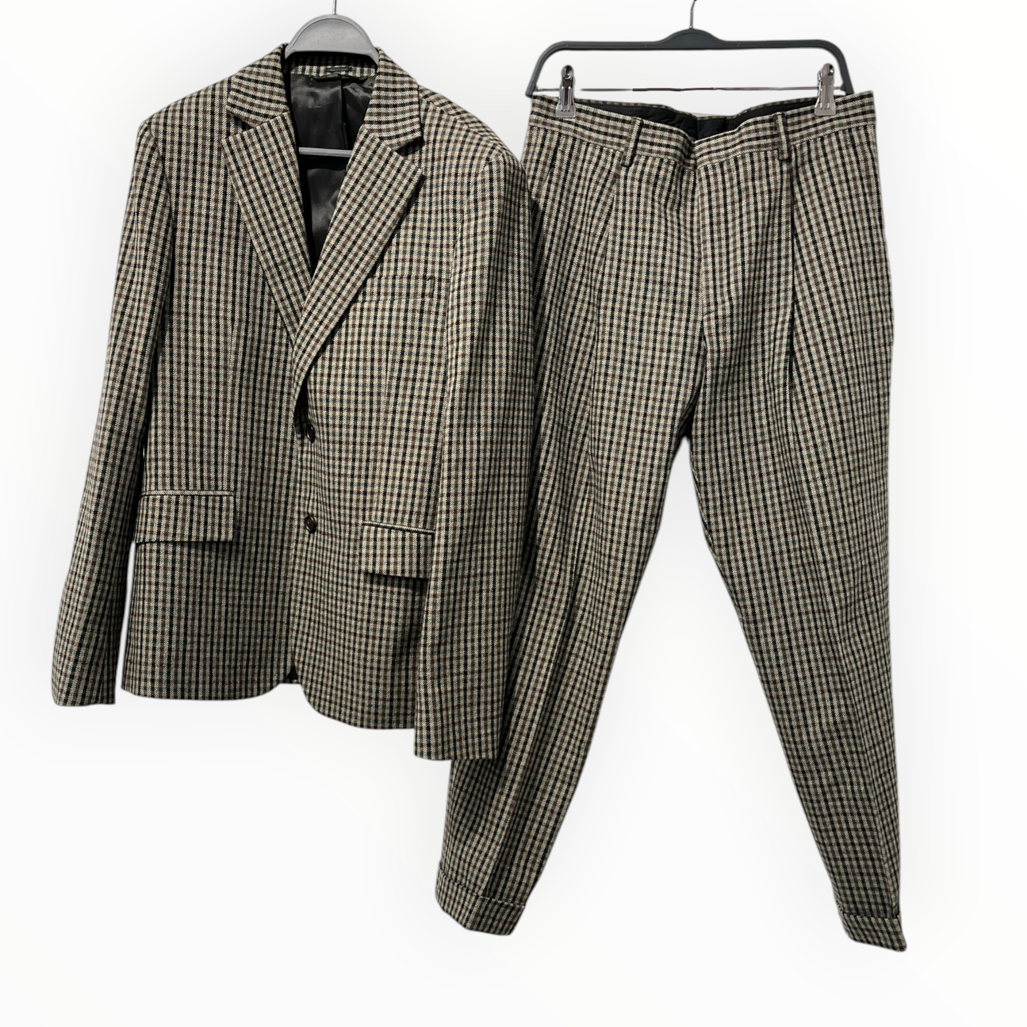 Acne Studios/T&B Set/46/Plaid/Wool/GRN/Single Breasted/48 PANTS PLEAT 46 BLAZER view 1