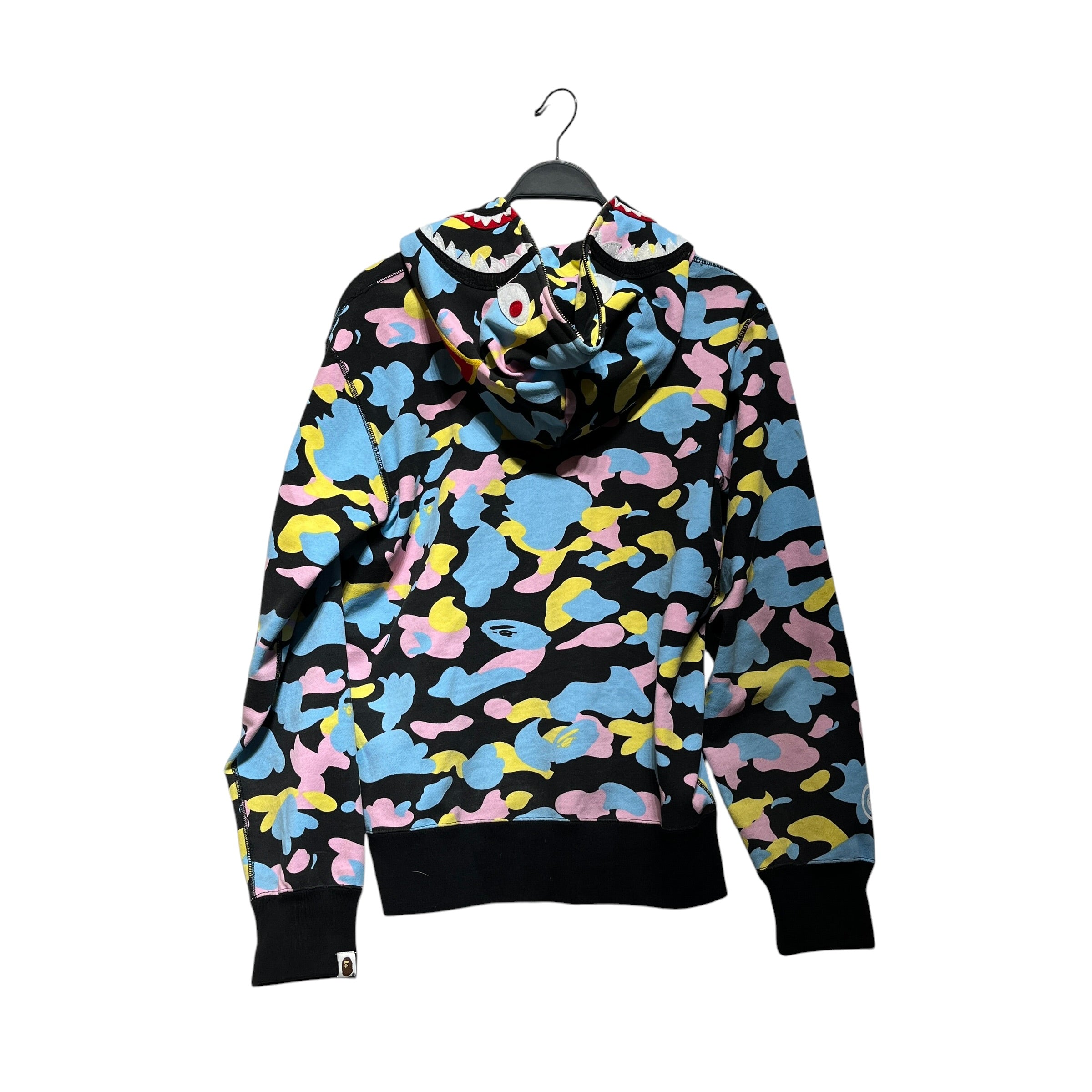 A BATHING APE/Zip Up Hoodie/M/Camouflage/Cotton/BLK/BLU YEL PNK BLACK ALL OVER view 2