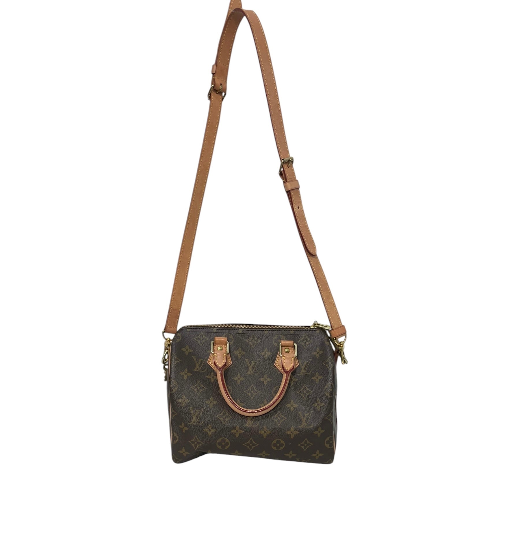 LOUIS VUITTON/Cross Body Bag/Monogram/Leather/BRW/speedy 25 bandouliere view 1