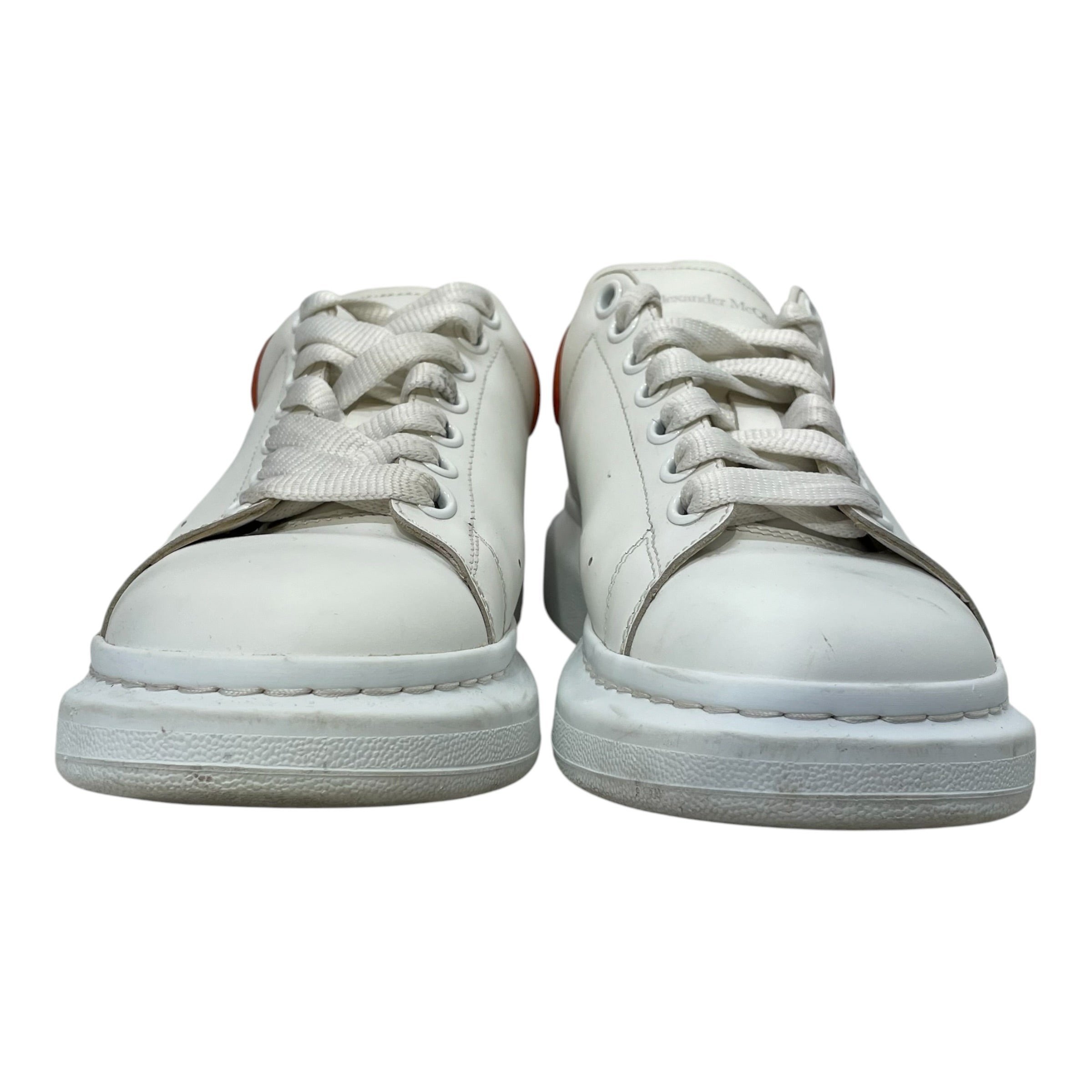 Alexander McQueen/Low-Sneakers/EU 40.5/Leather/WHT/ORANGE HEEL view 3