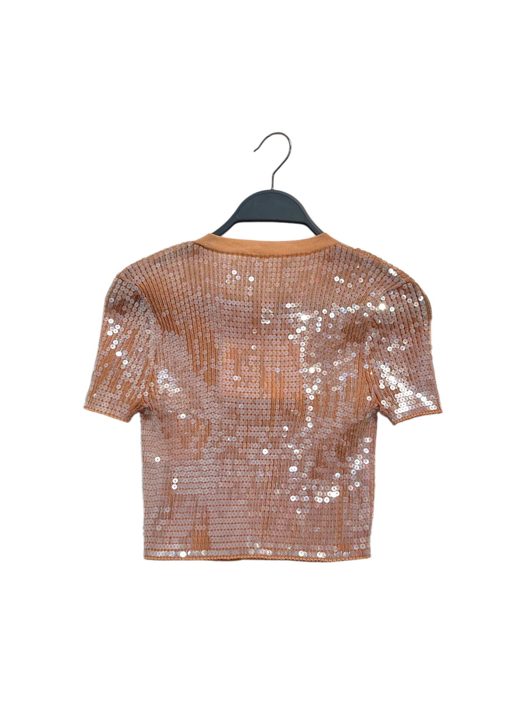Alexander Wang/T-Shirt/S/Polyester/PNK/SEQUINED CORAL CROP TOP view 2