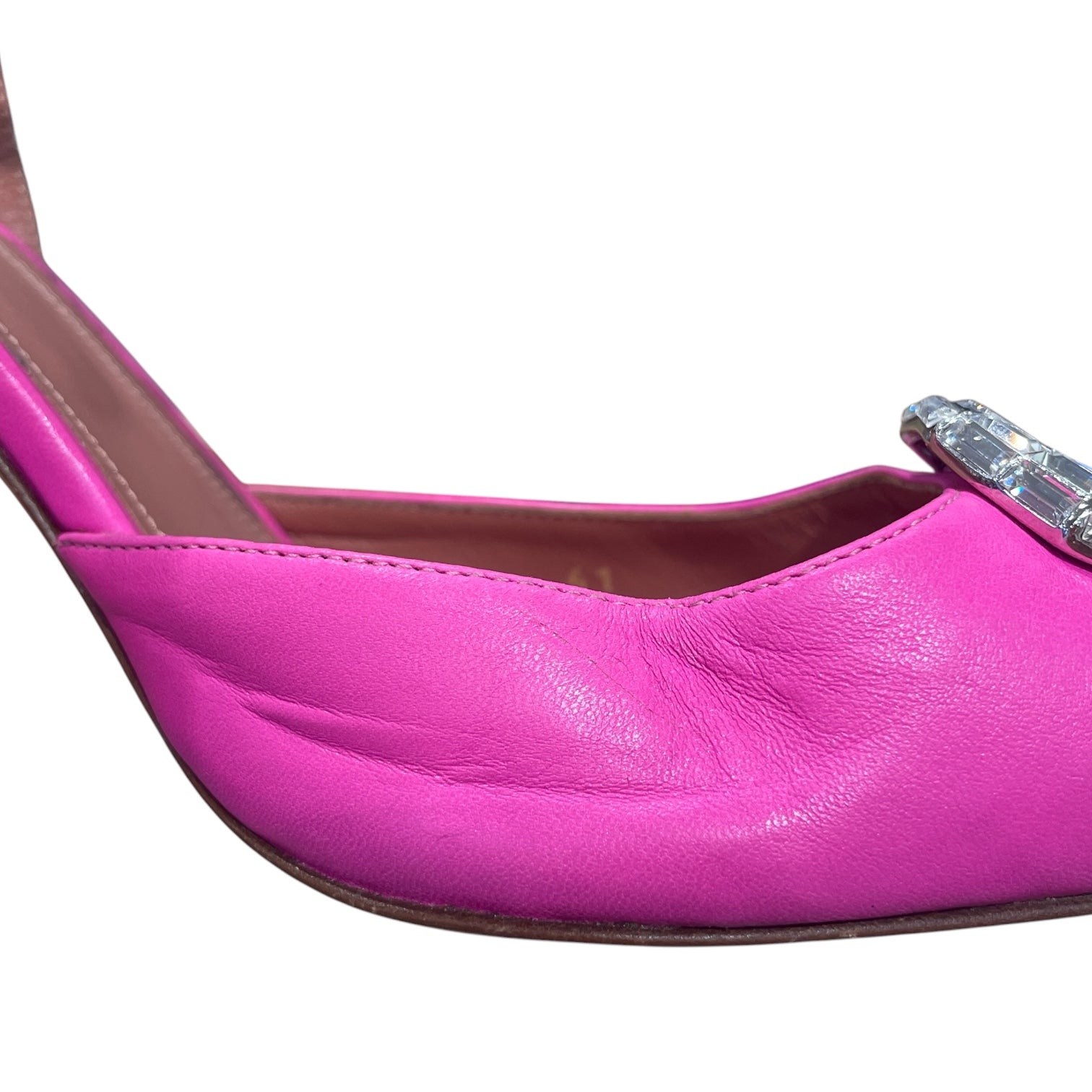 AMINA MUADDI/Heels/UK 6/Leather/PNK/sling heel gem view 5