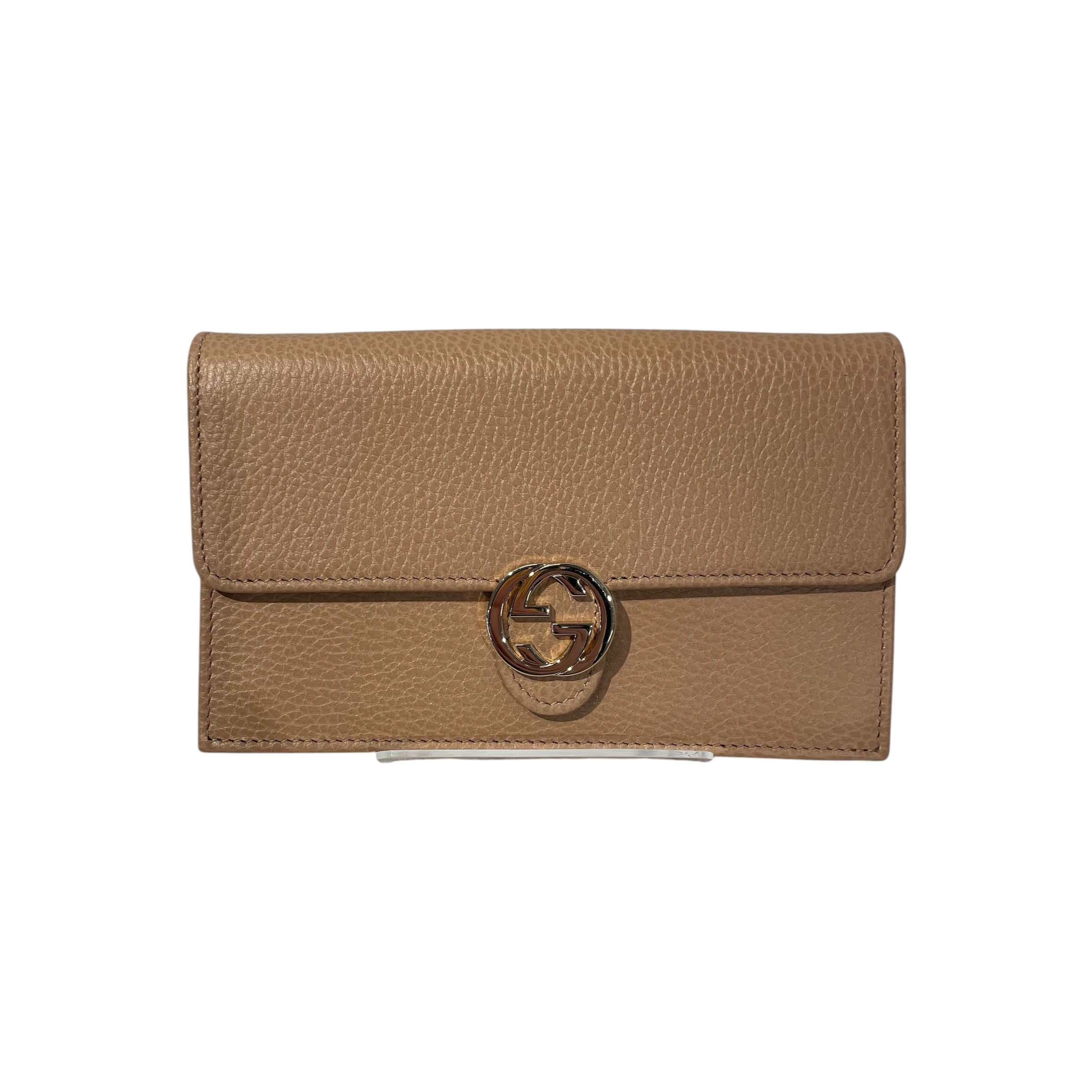 GUCCI/Cross Body Bag/Leather/BEG/Interlocking wallet on chain view 2